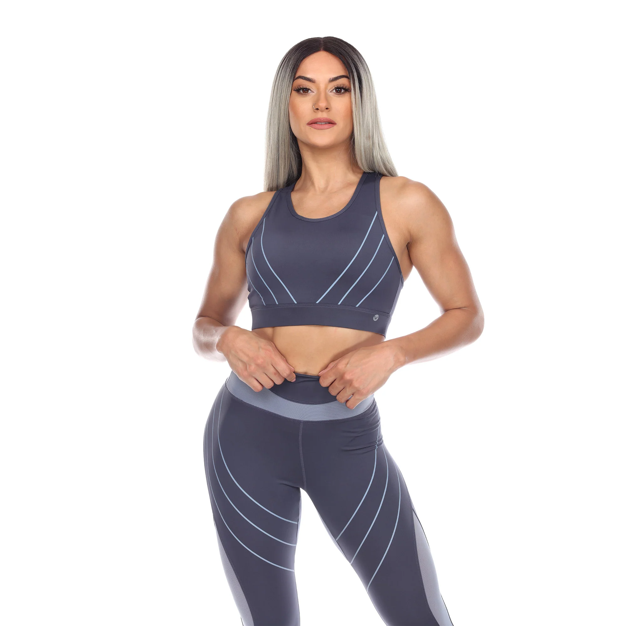 White Mark Women's Cut Out Back Mesh Sports Bra - Image 3