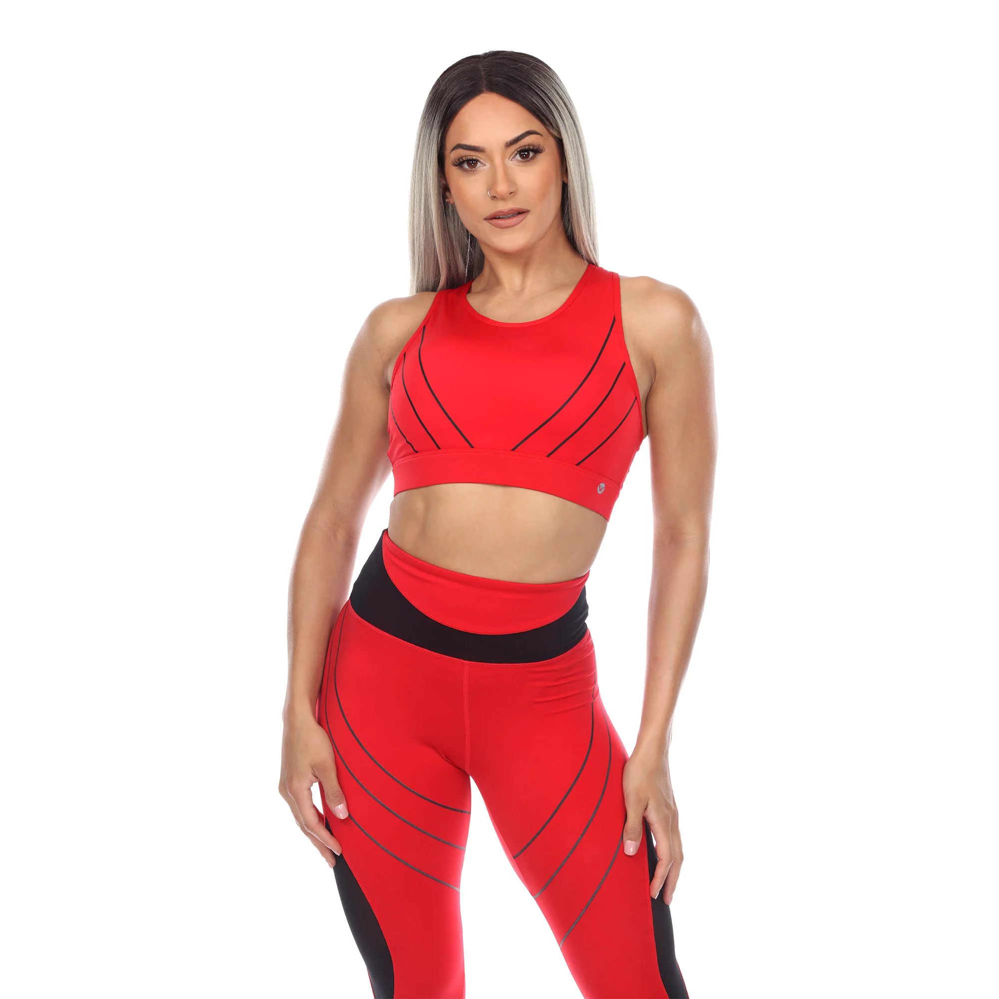 White Mark Women's Cut Out Back Mesh Sports Bra - Image 5