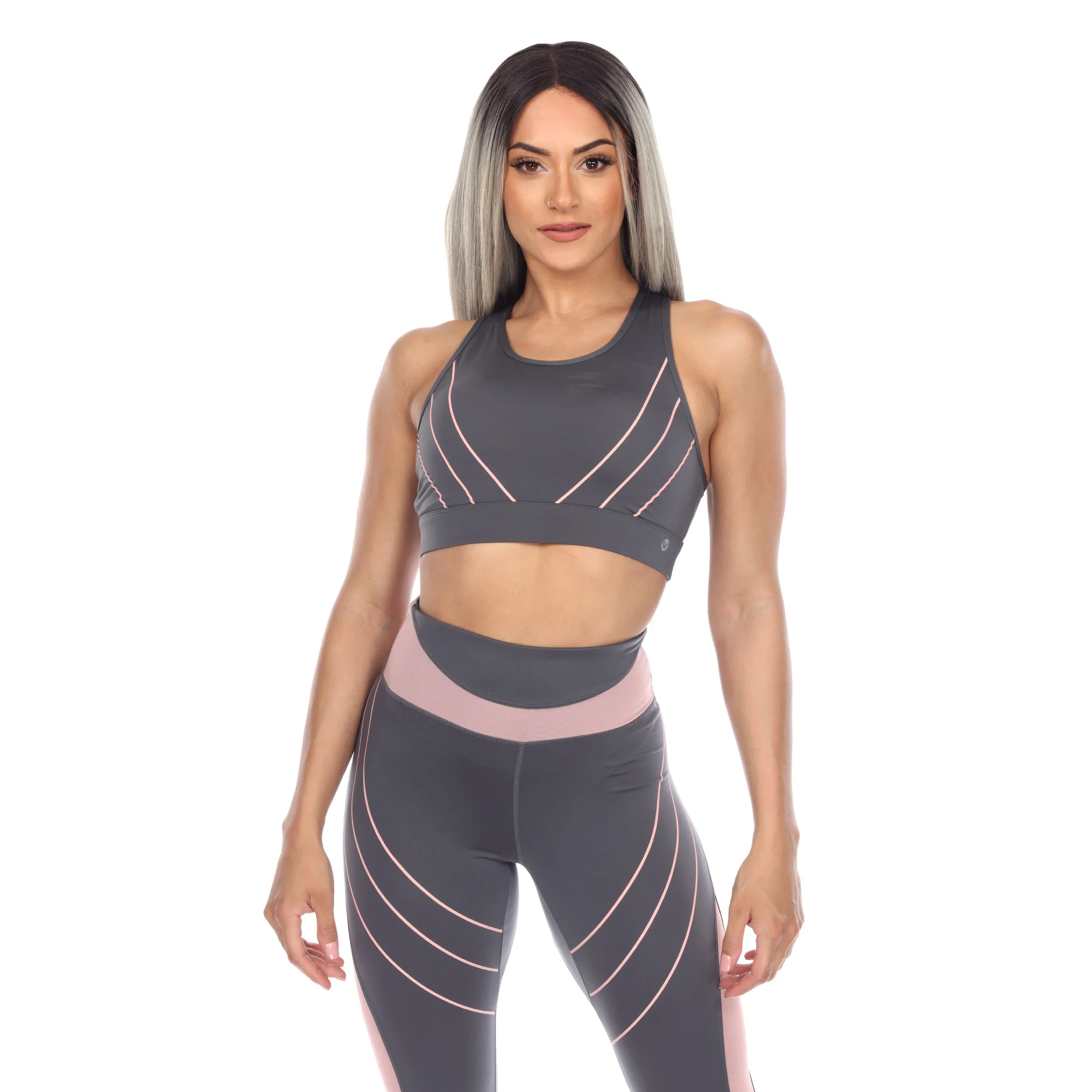 White Mark Women's Cut Out Back Mesh Sports Bra - Image 7