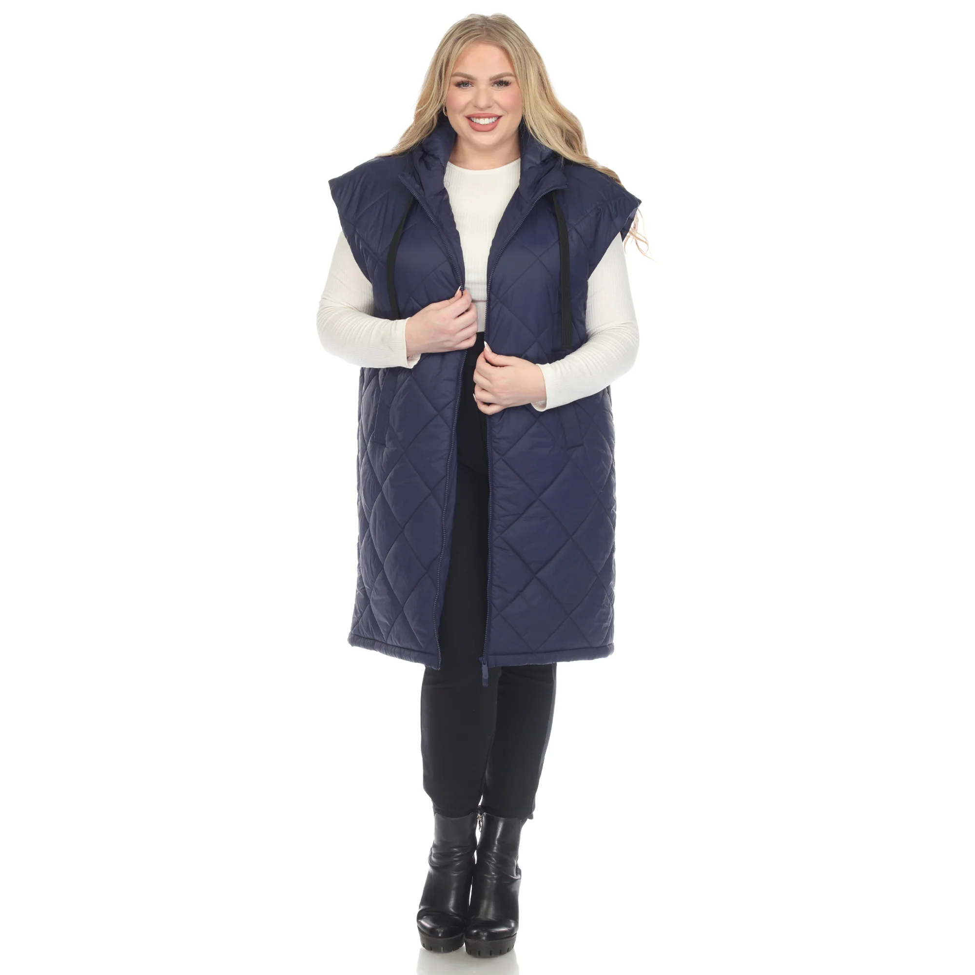 White Mark Women's Diamond Quilted Hooded Puffer Vest - Image 7