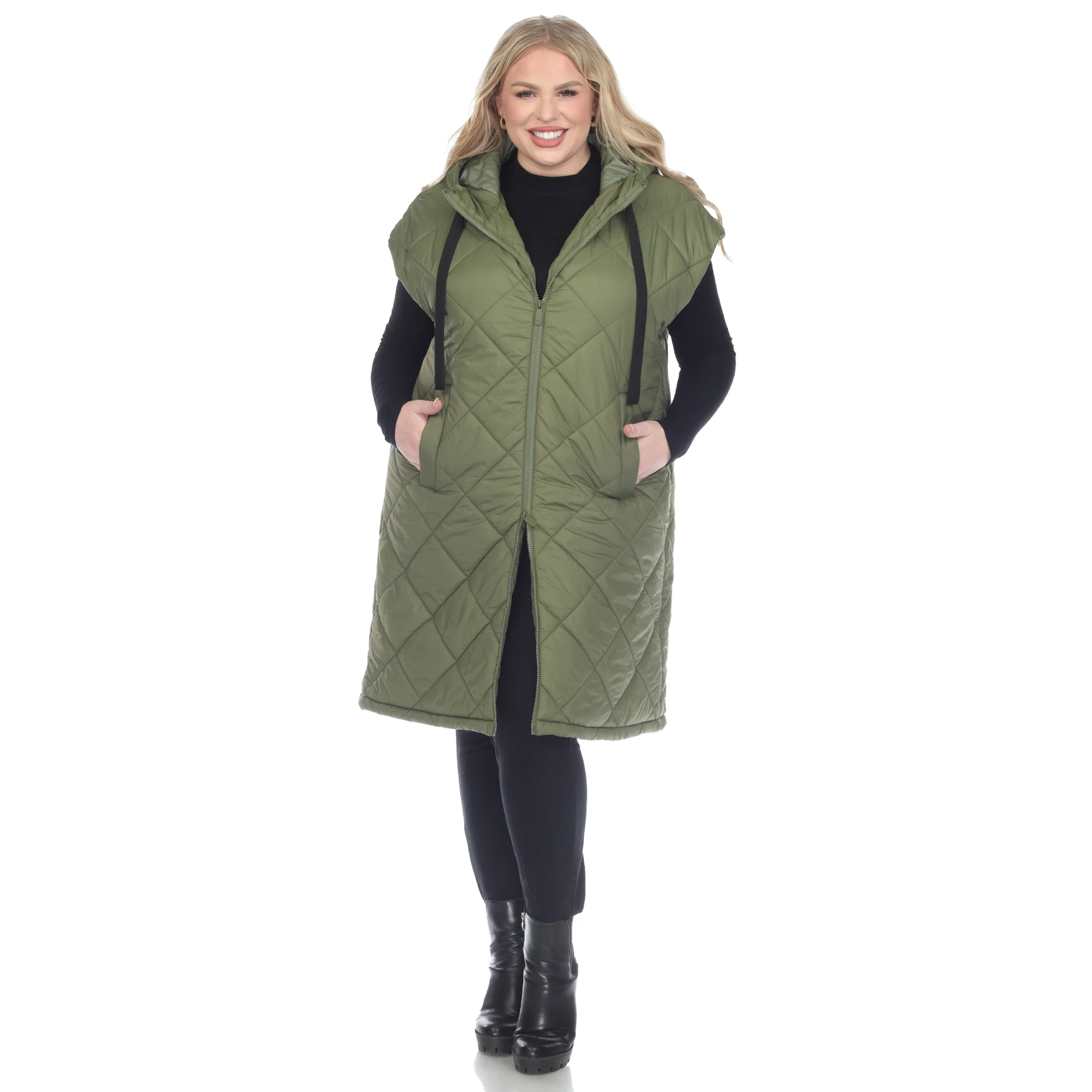 White Mark Women's Diamond Quilted Hooded Puffer Vest - Image 8