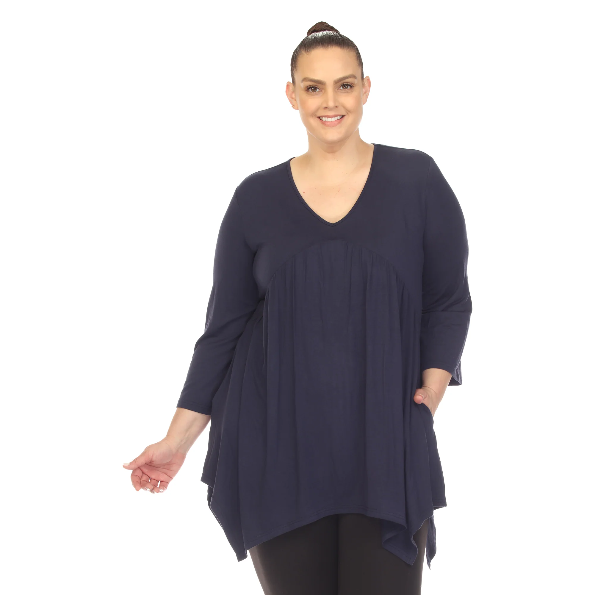 White Mark Women's Empire Waist Four Point Hem Tunic Top - Image 10