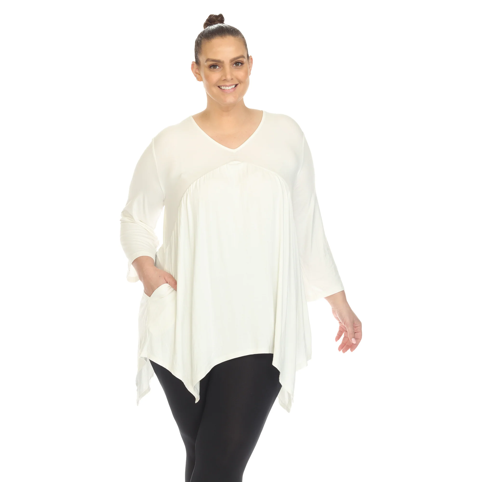 White Mark Women's Empire Waist Four Point Hem Tunic Top - Image 11