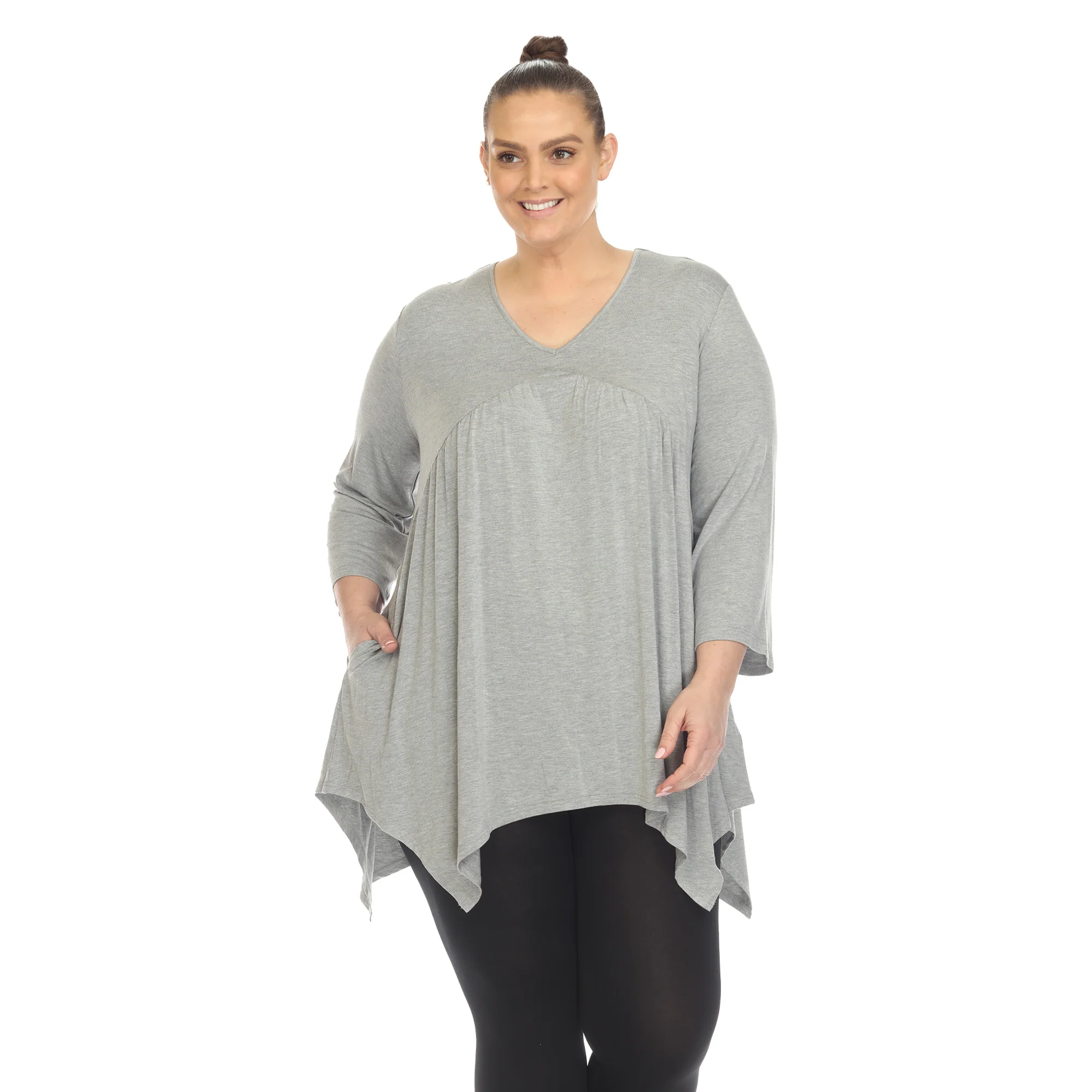 White Mark Women's Empire Waist Four Point Hem Tunic Top - Image 12