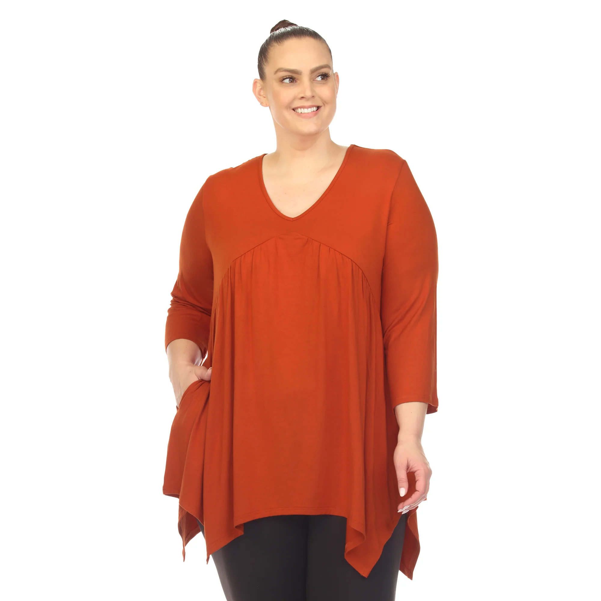 White Mark Women's Empire Waist Four Point Hem Tunic Top - Image 13