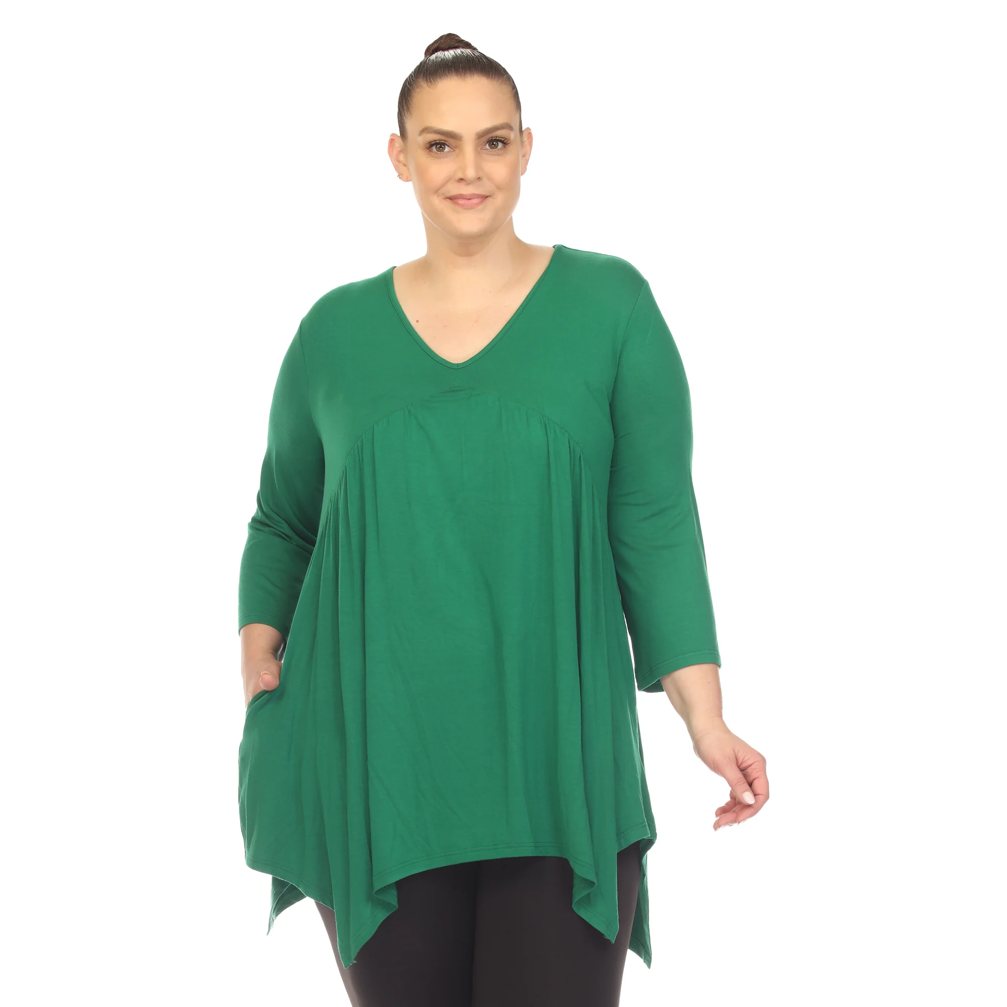 White Mark Women's Empire Waist Four Point Hem Tunic Top - Image 14