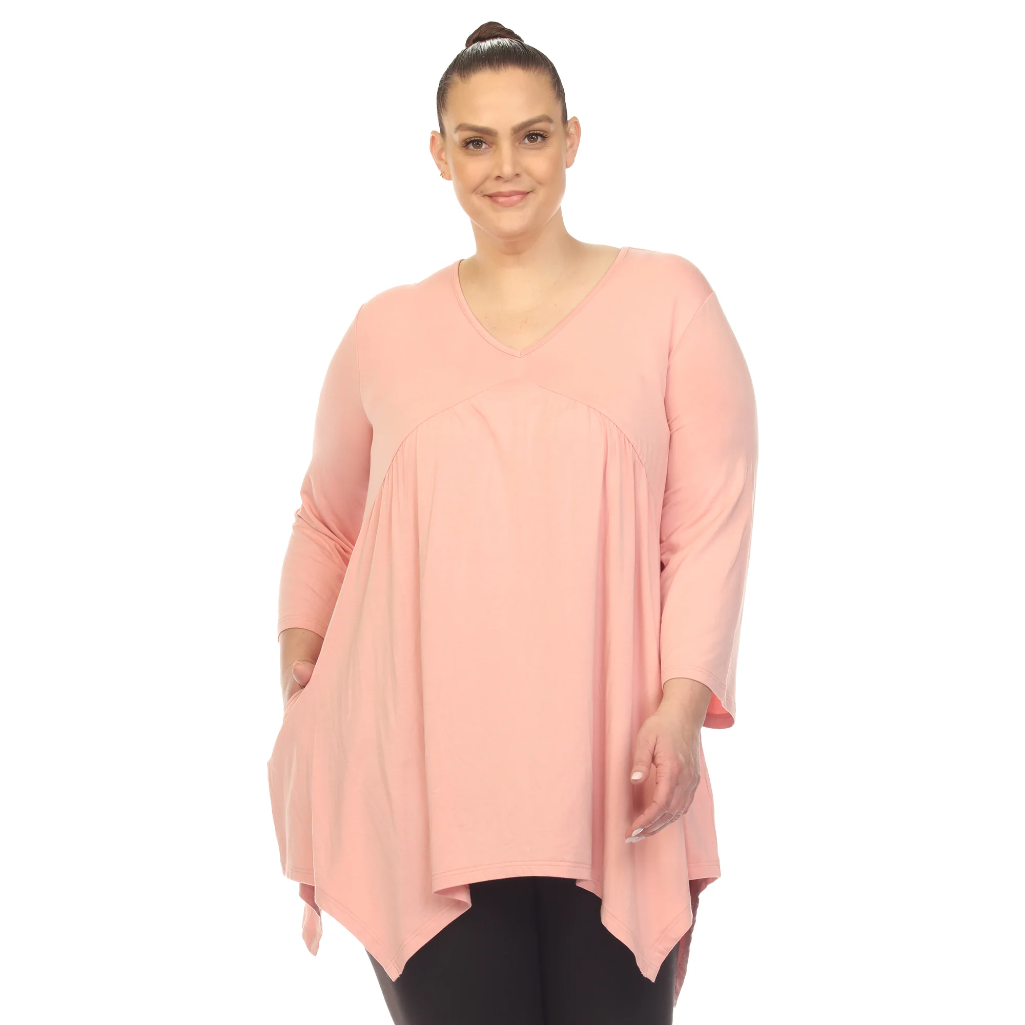 White Mark Women's Empire Waist Four Point Hem Tunic Top - Image 15
