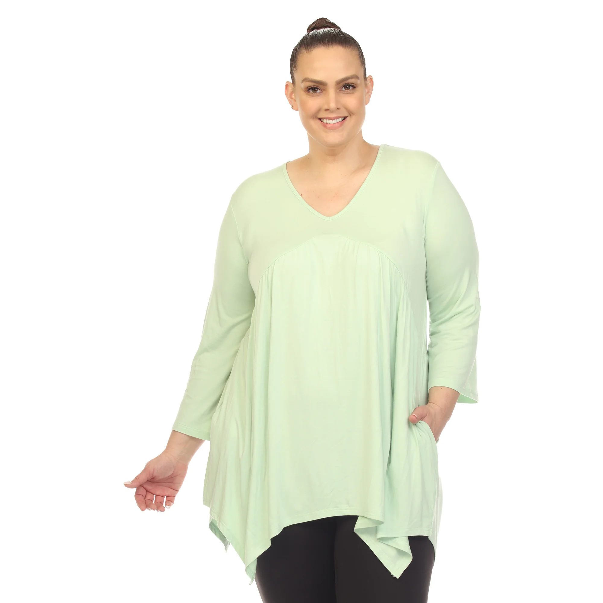 White Mark Women's Empire Waist Four Point Hem Tunic Top - Image 16