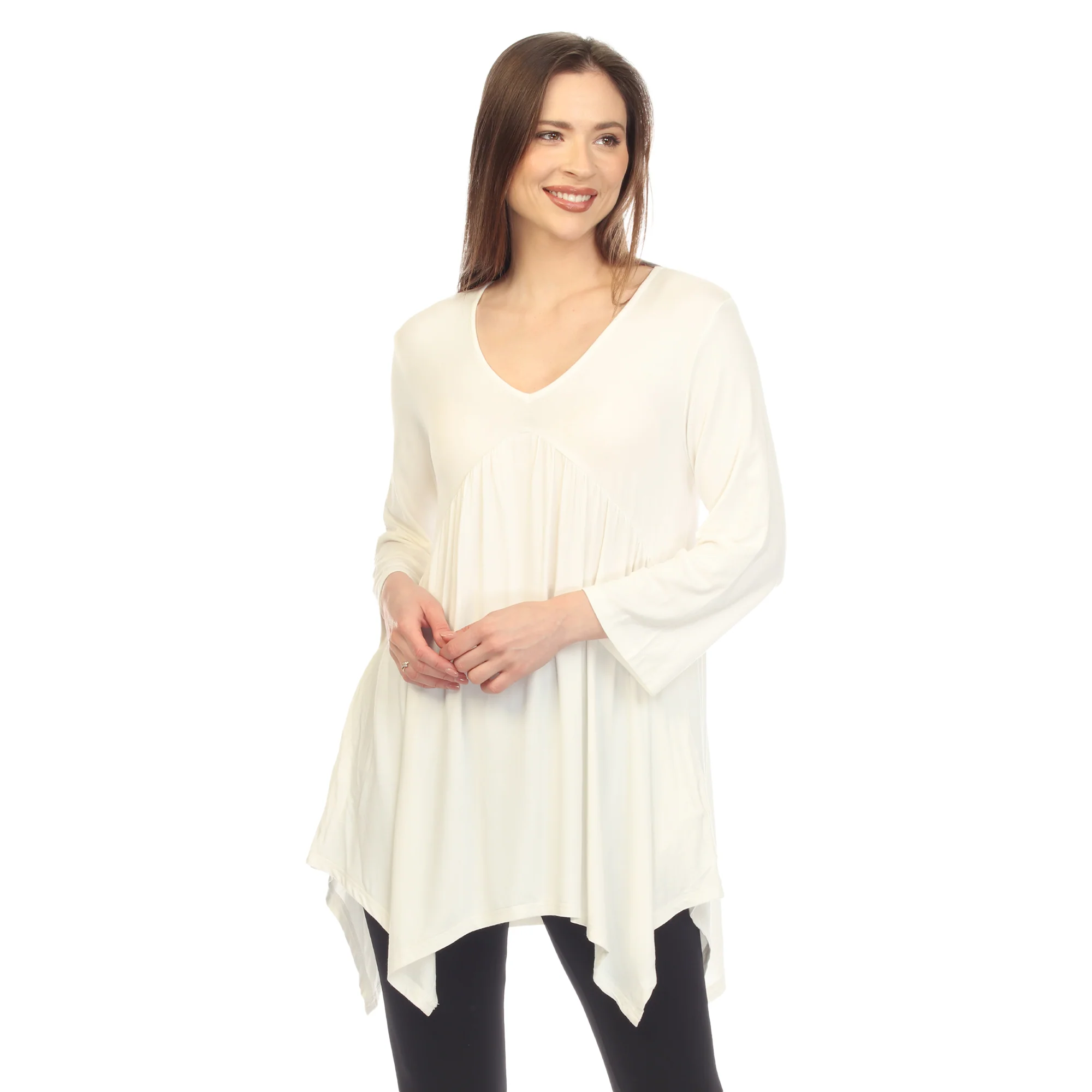 White Mark Women's Empire Waist Four Point Hem Tunic Top - Image 4