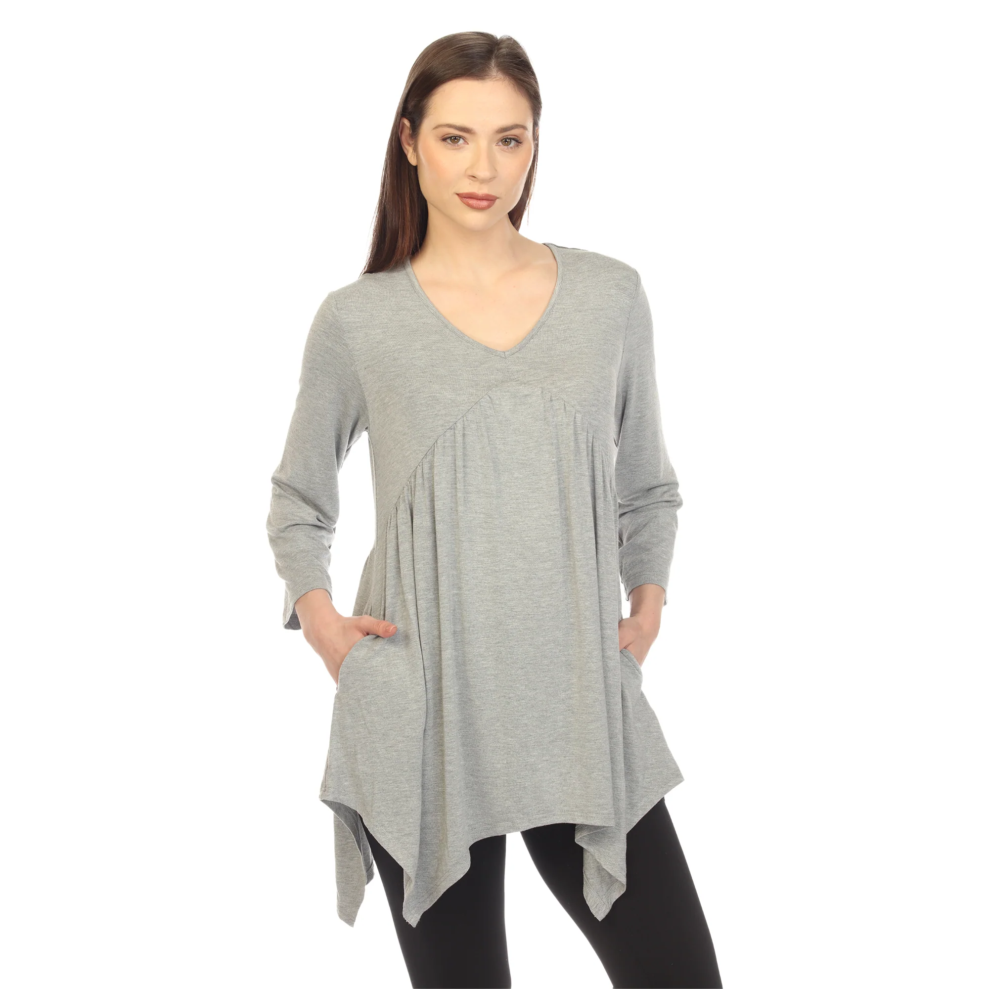 White Mark Women's Empire Waist Four Point Hem Tunic Top - Image 5