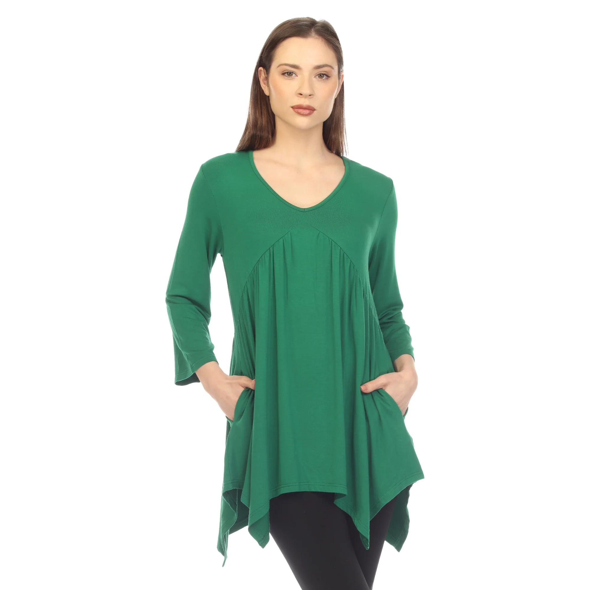White Mark Women's Empire Waist Four Point Hem Tunic Top - Image 7