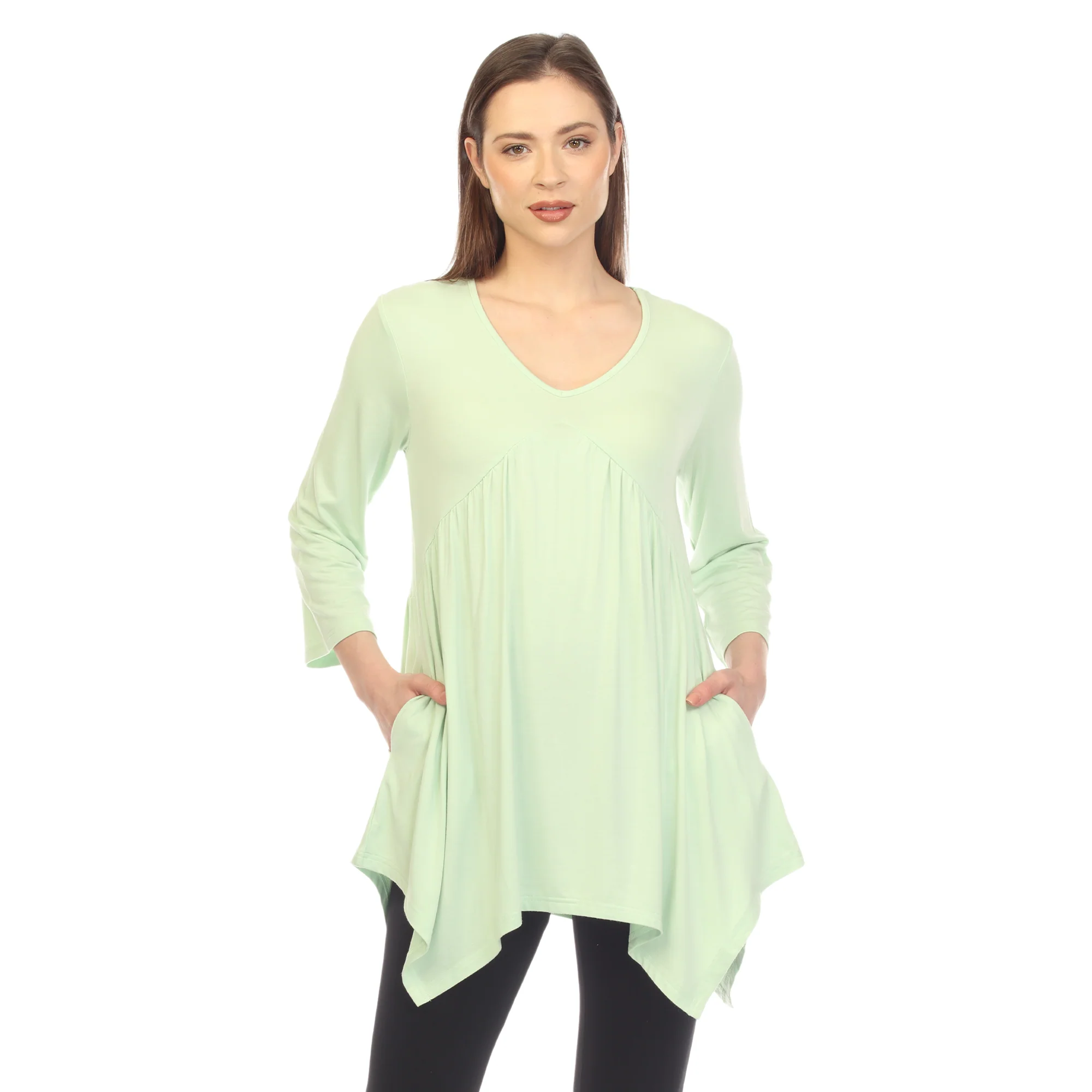 White Mark Women's Empire Waist Four Point Hem Tunic Top - Image 8