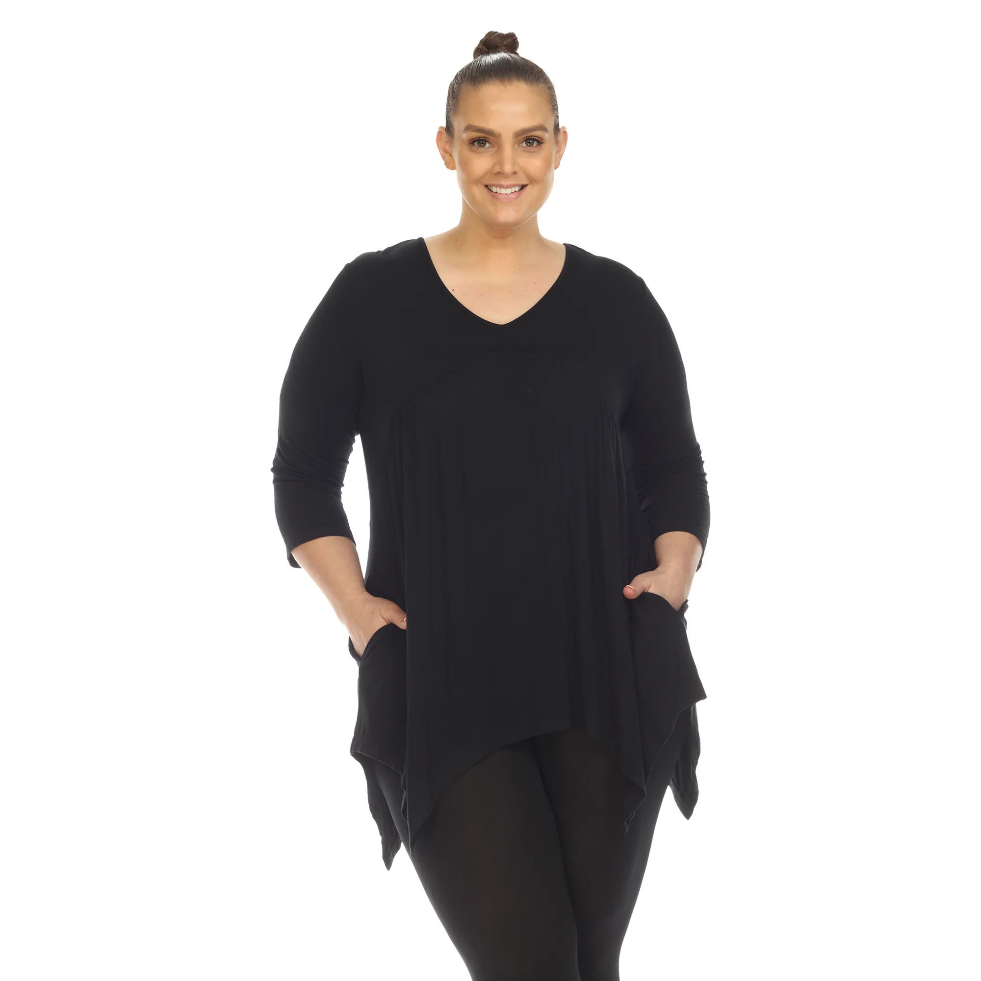 White Mark Women's Empire Waist Four Point Hem Tunic Top - Image 9