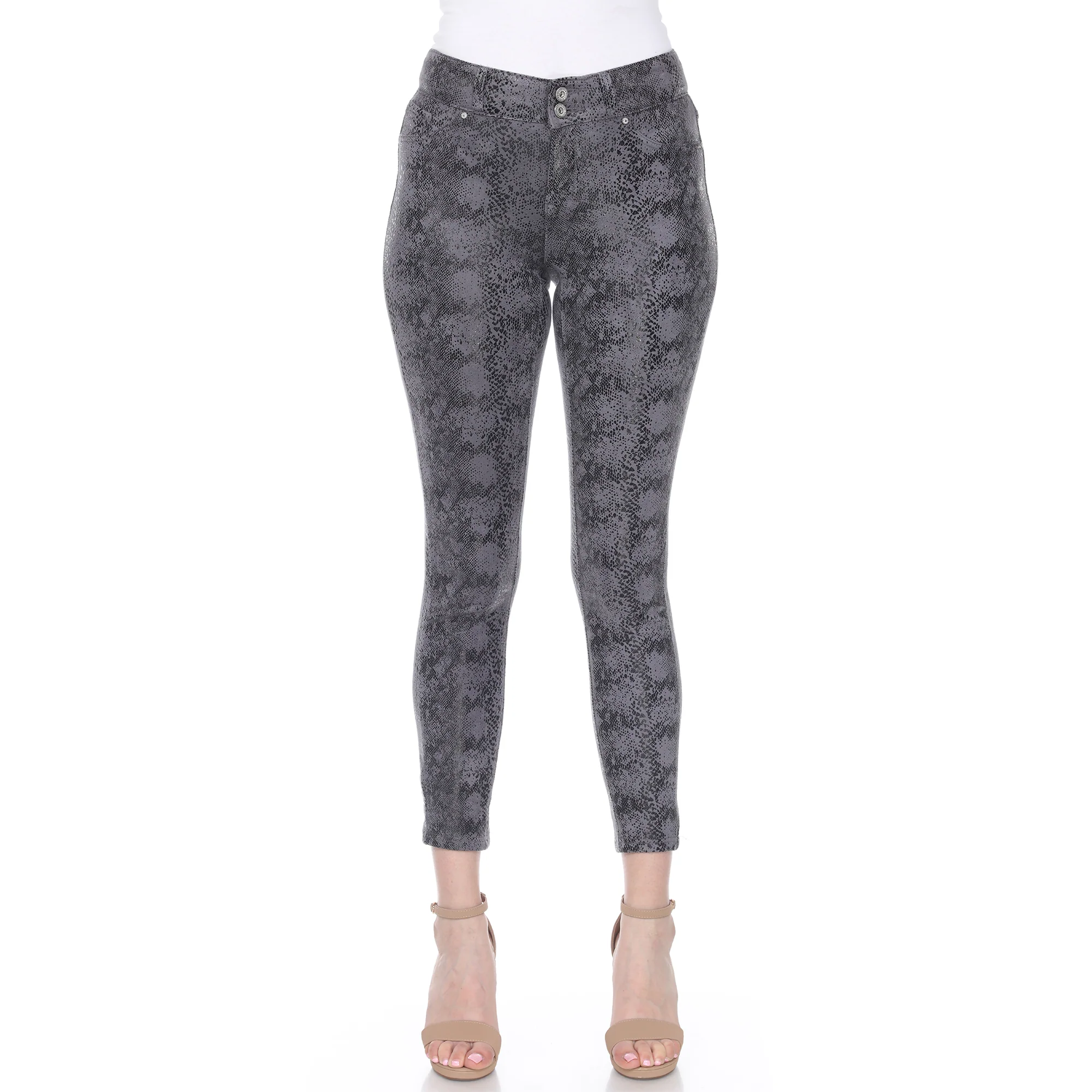 White Mark Women's Faux Suede Snake Print Pants - Image 3