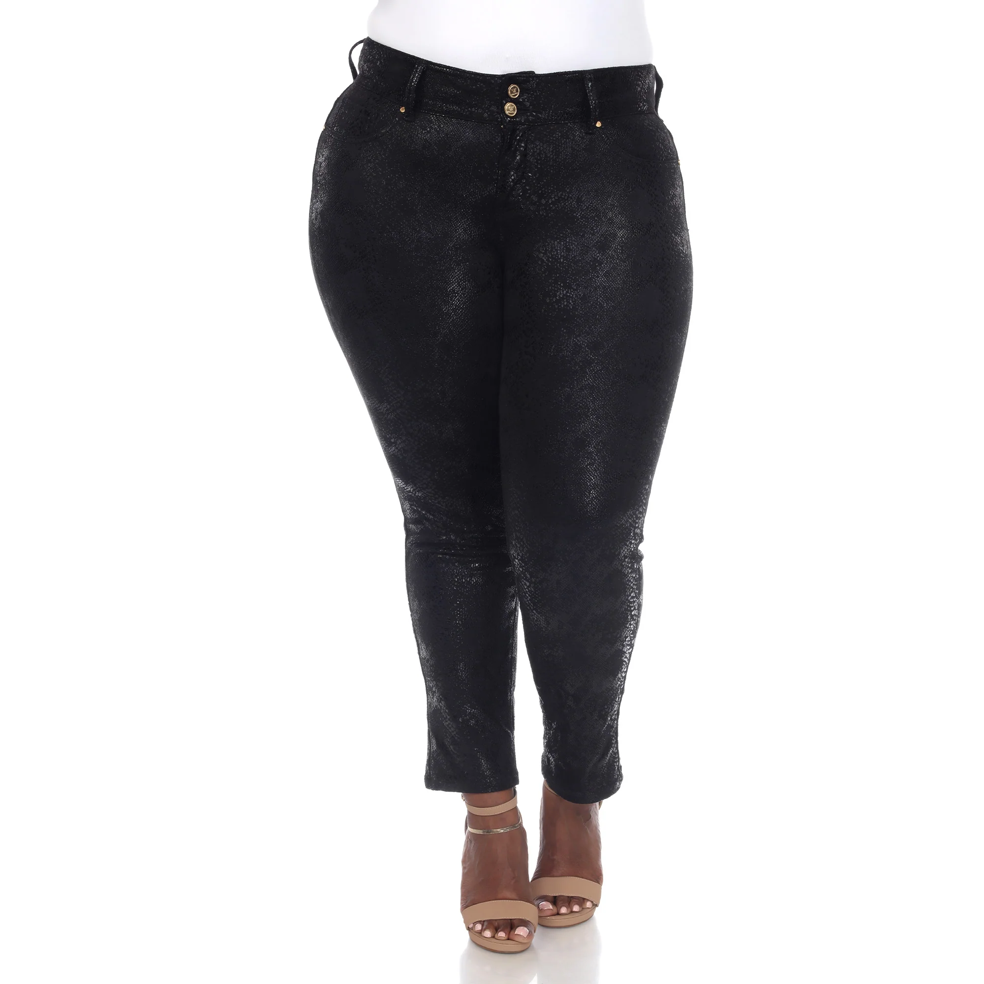 White Mark Women's Faux Suede Snake Print Pants - Image 5