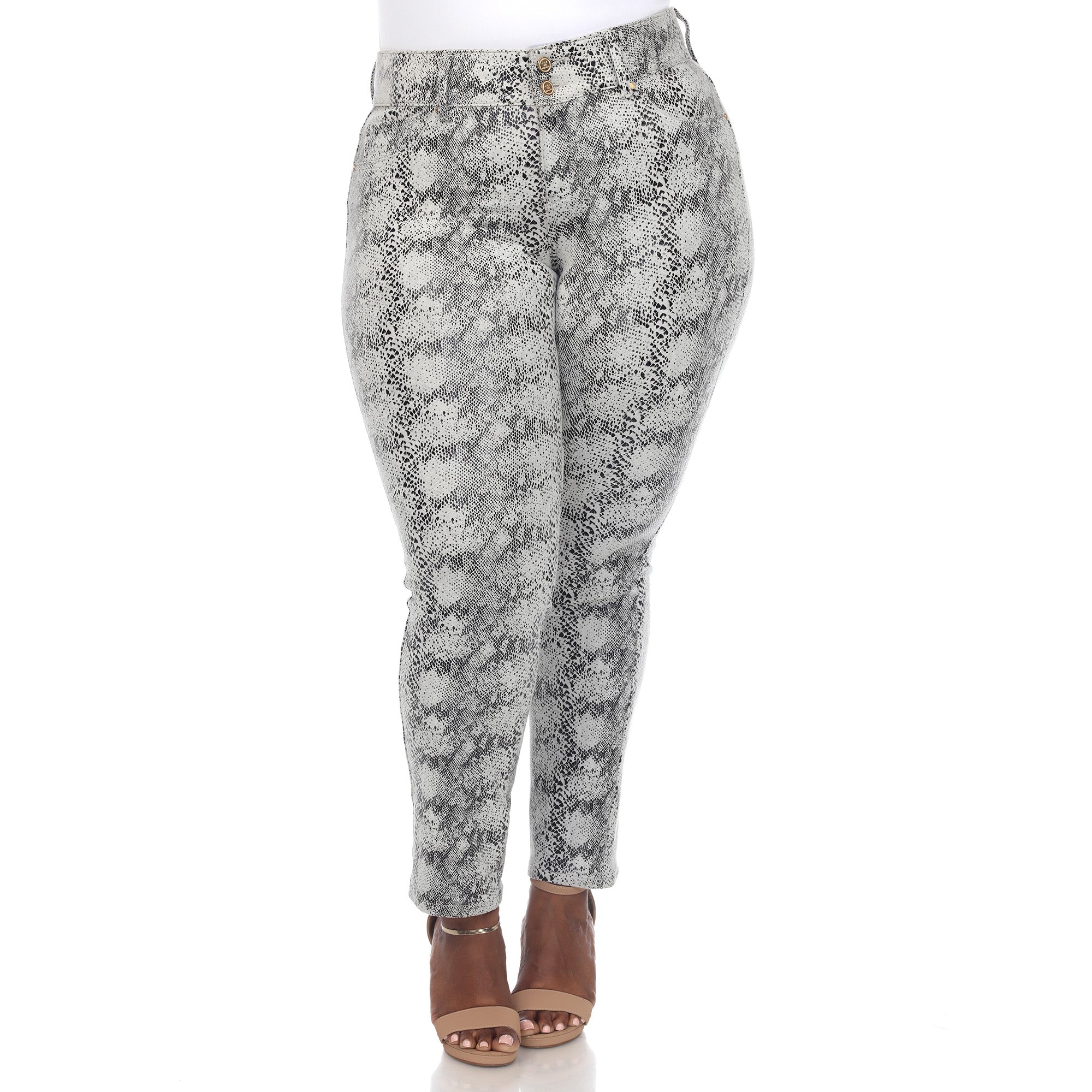 White Mark Women's Faux Suede Snake Print Pants - Image 6