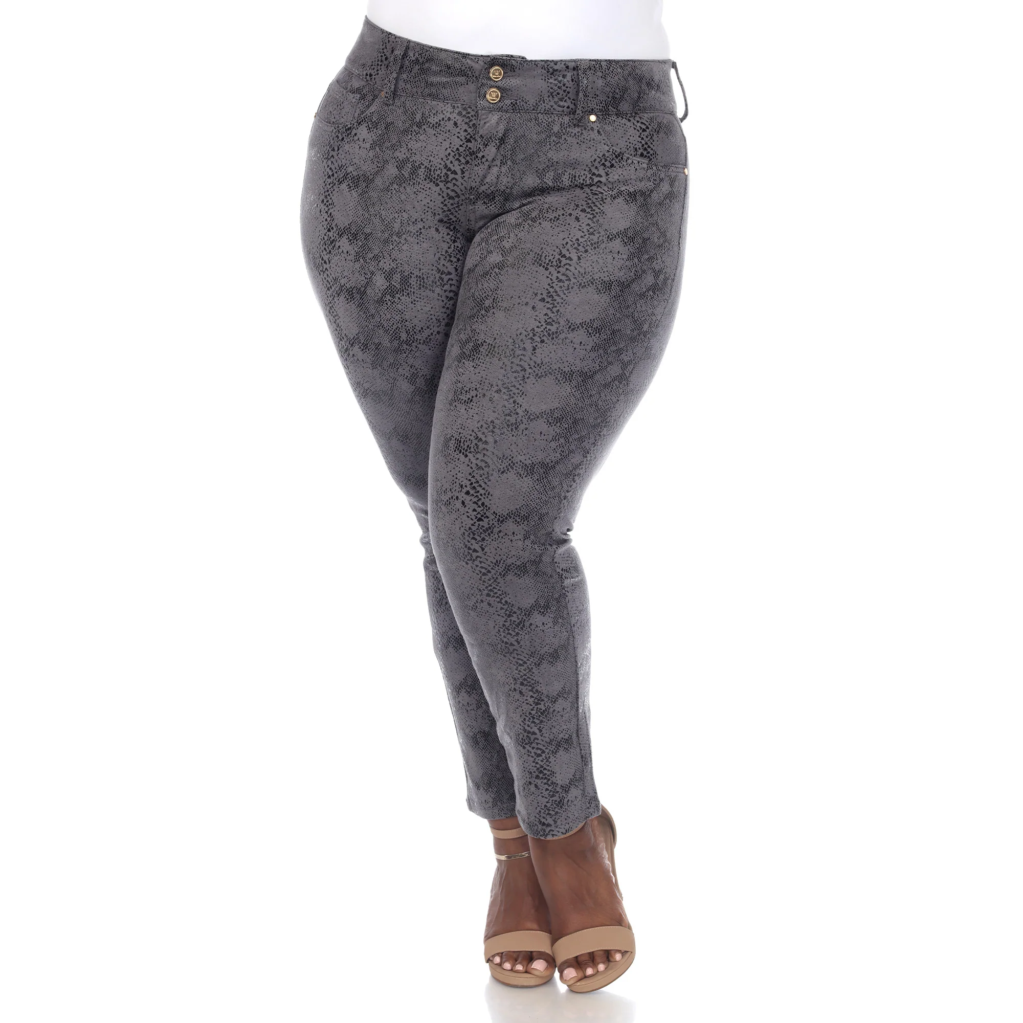 White Mark Women's Faux Suede Snake Print Pants - Image 7