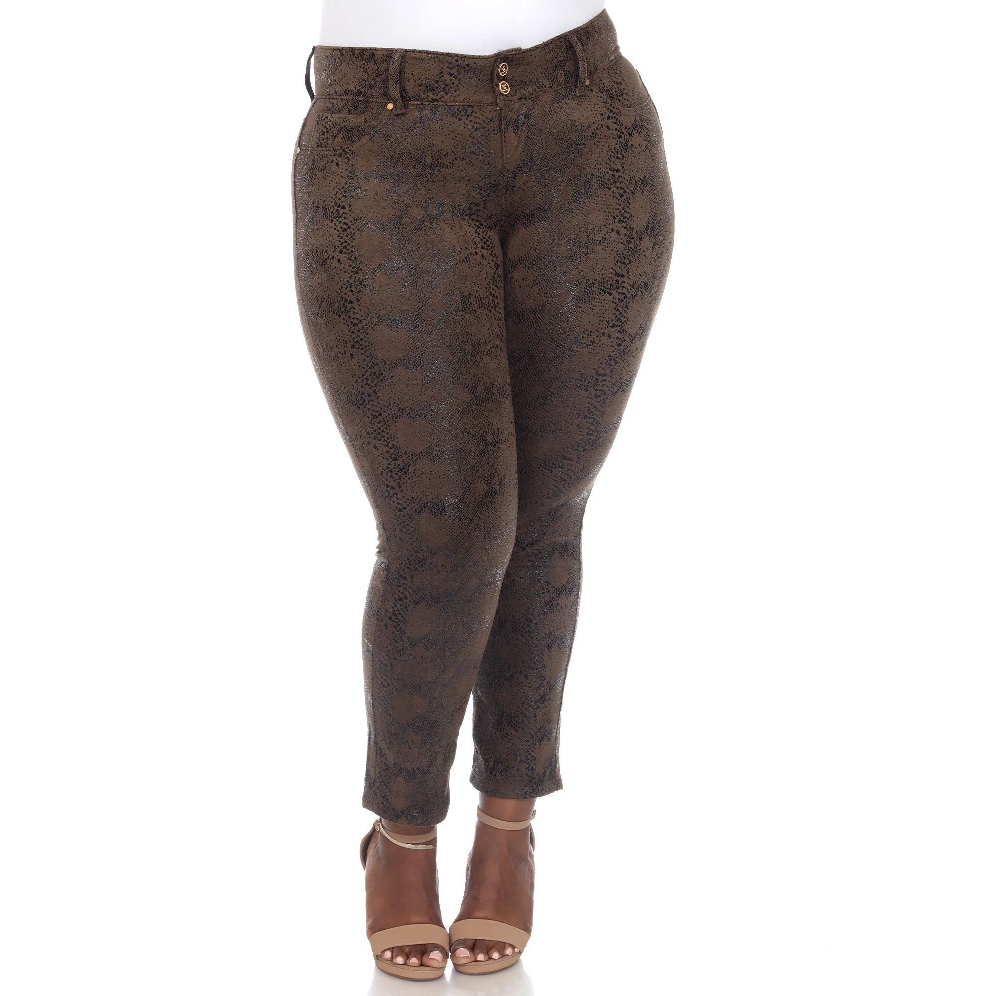 White Mark Women's Faux Suede Snake Print Pants - Image 8