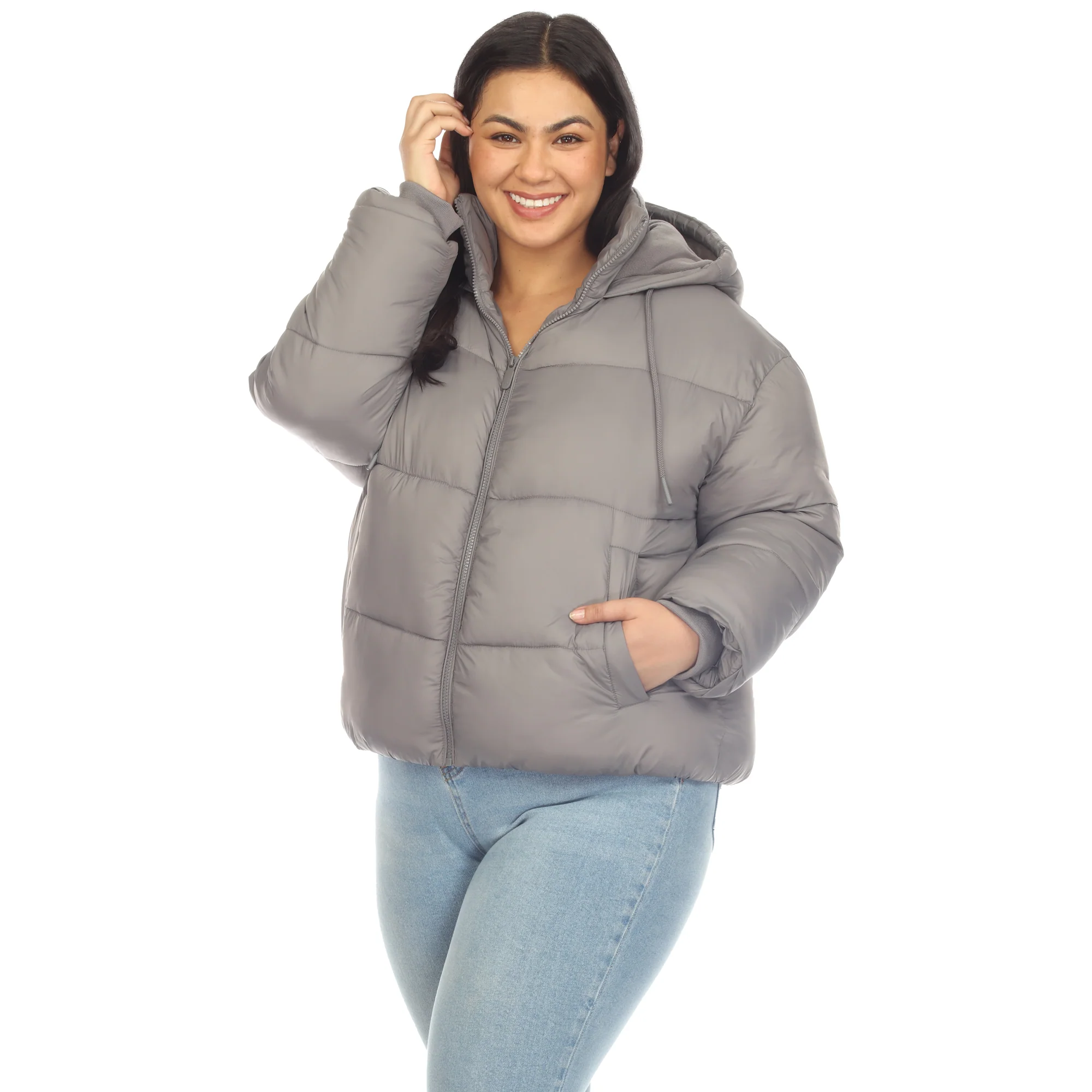 White Mark Women's Full Front Zip Hooded Bomber Puffer Coat - Image 10