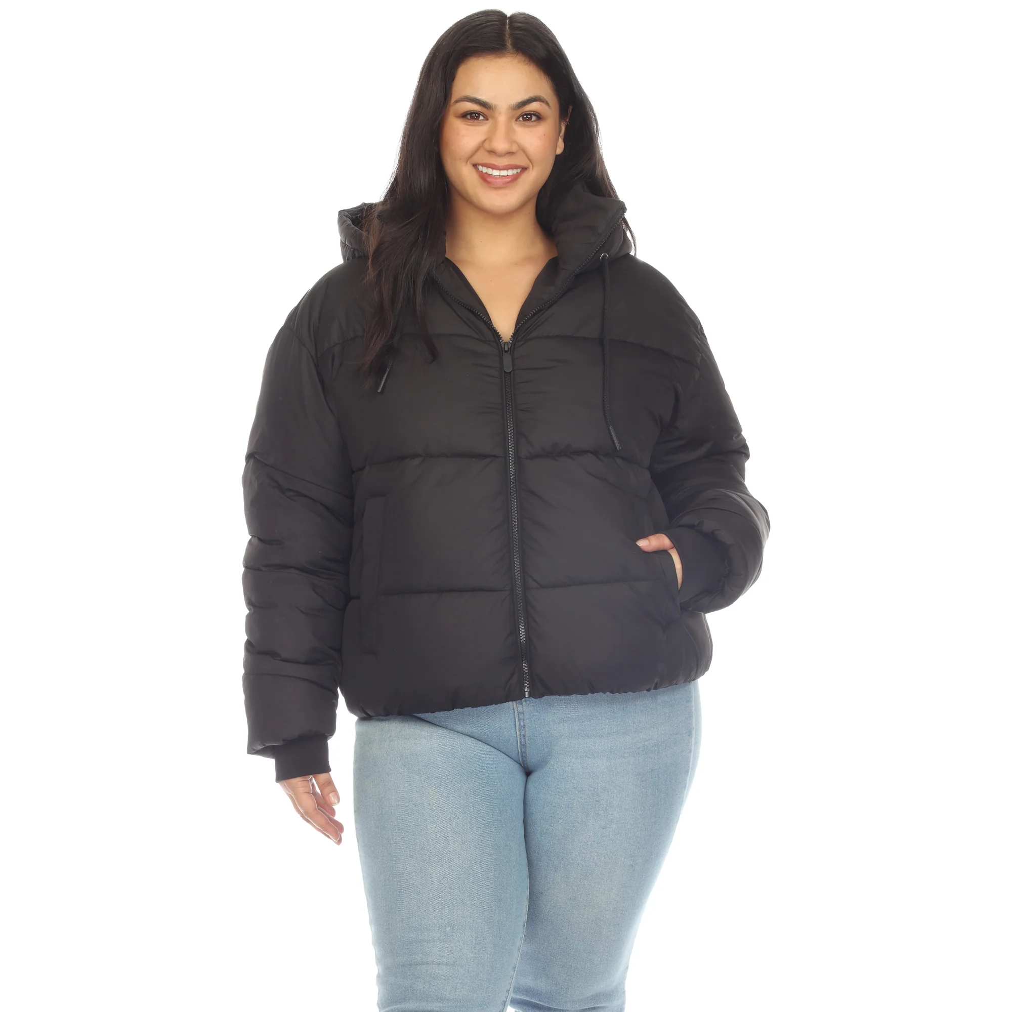 White Mark Women's Full Front Zip Hooded Bomber Puffer Coat - Image 6