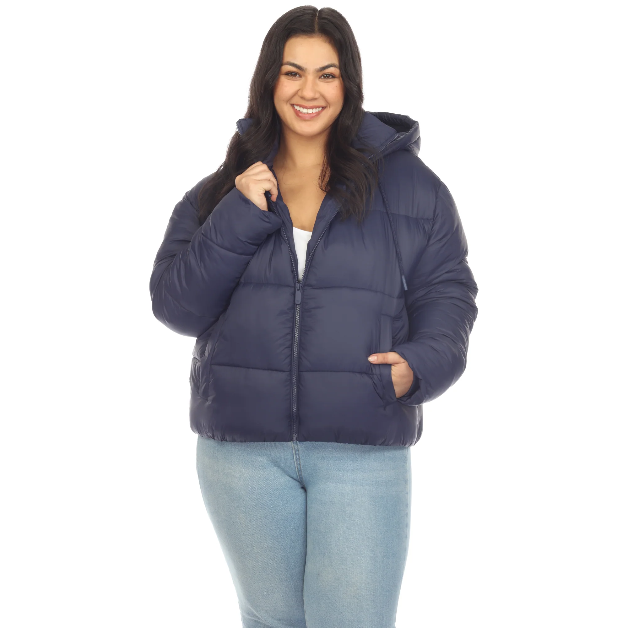 White Mark Women's Full Front Zip Hooded Bomber Puffer Coat - Image 7