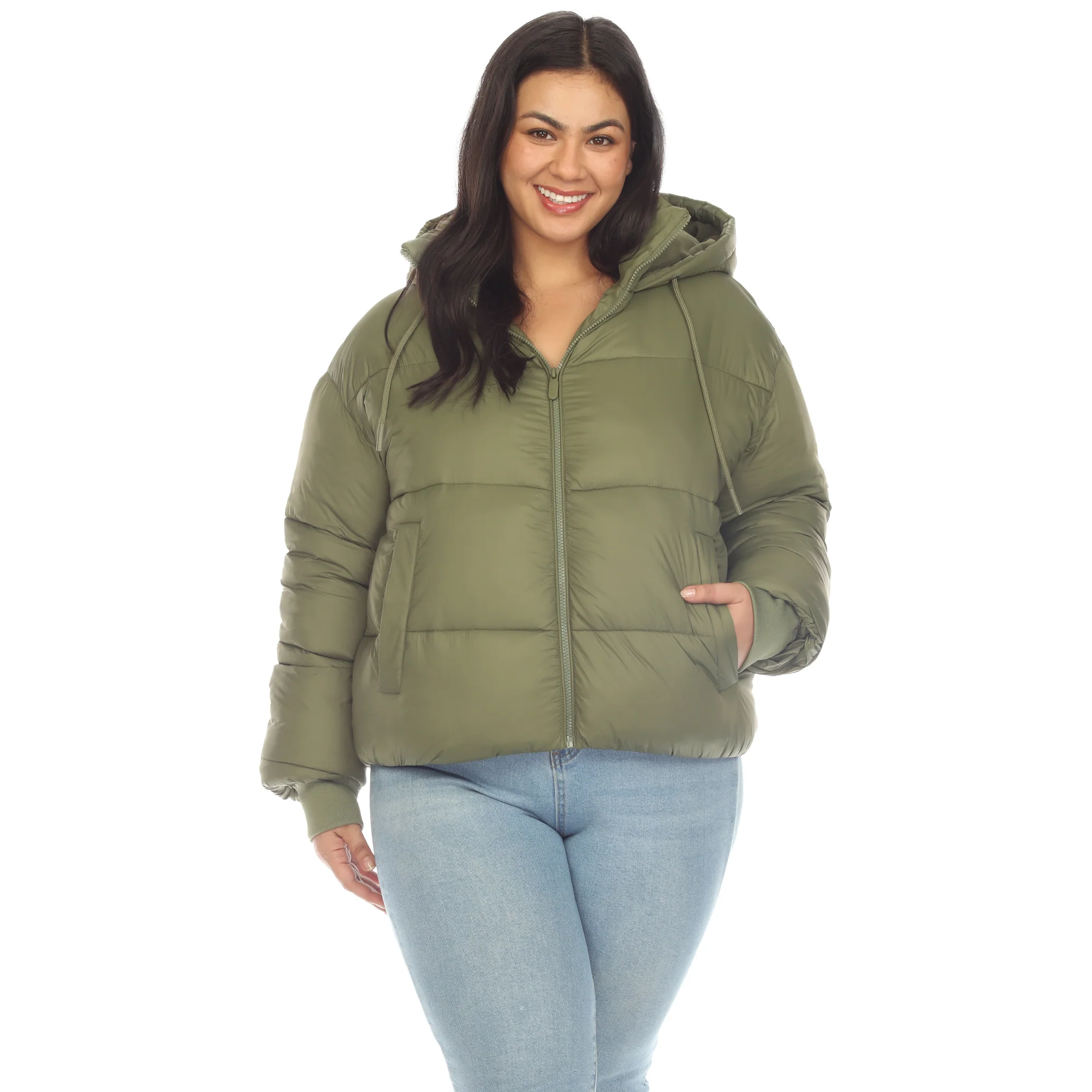 White Mark Women's Full Front Zip Hooded Bomber Puffer Coat - Image 8