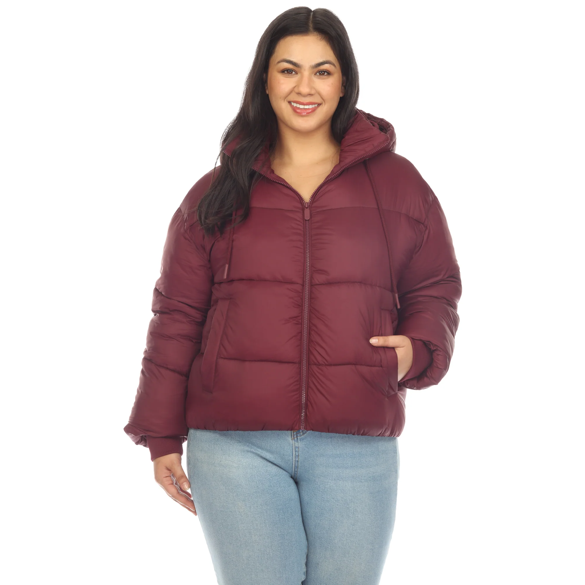 White Mark Women's Full Front Zip Hooded Bomber Puffer Coat - Image 9