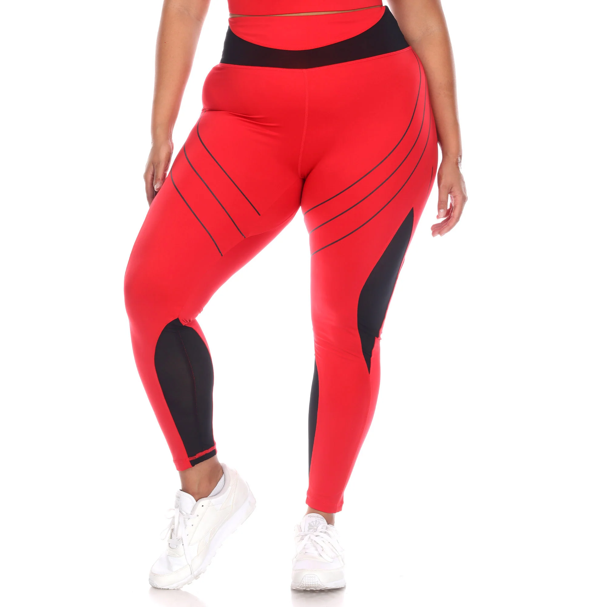 White Mark Women's High Waist Reflective Piping Fitness Leggings - Image 6