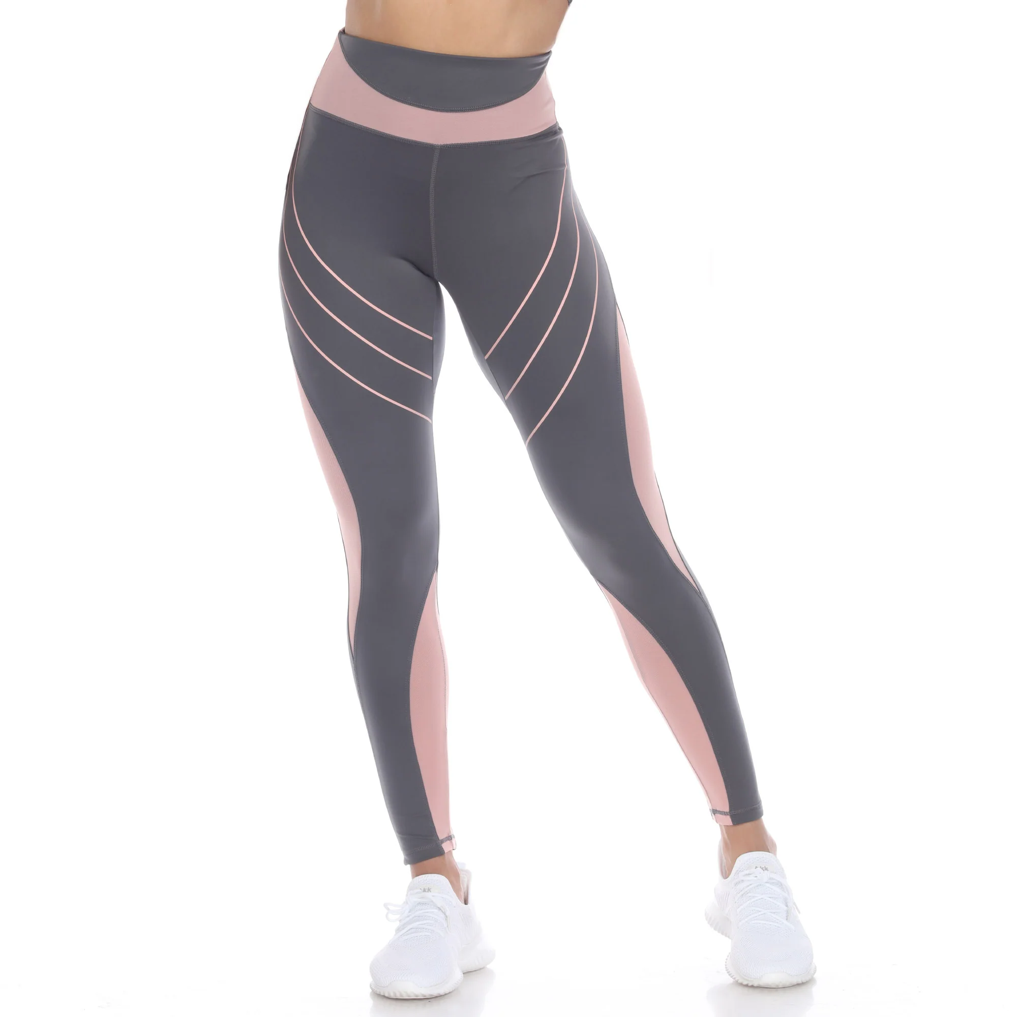White Mark Women's High Waist Reflective Piping Fitness Leggings - Image 7