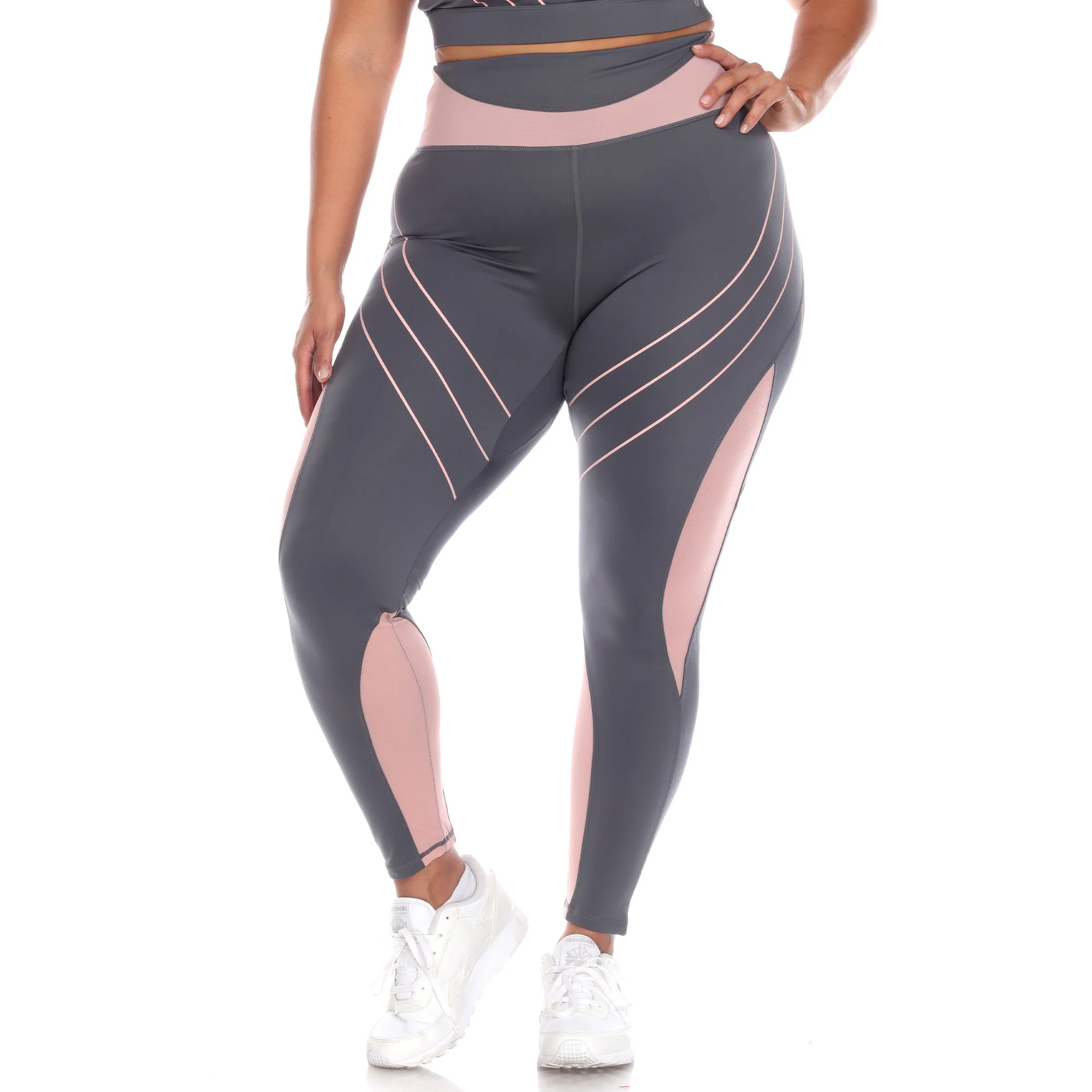 White Mark Women's High Waist Reflective Piping Fitness Leggings - Image 8
