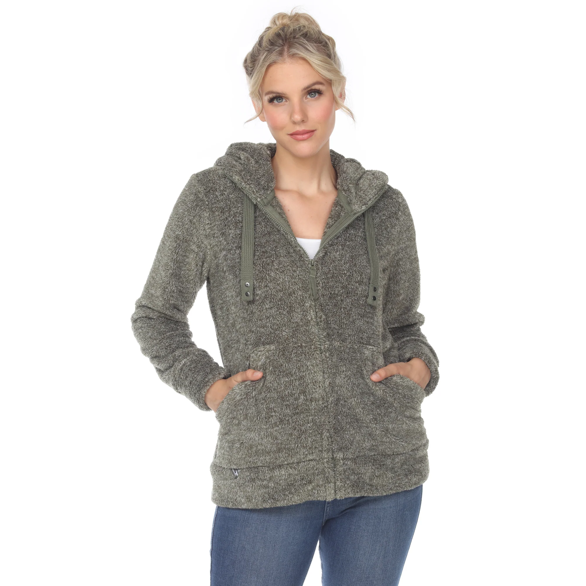 White Mark Women's Hooded Sherpa Jacket - Image 3