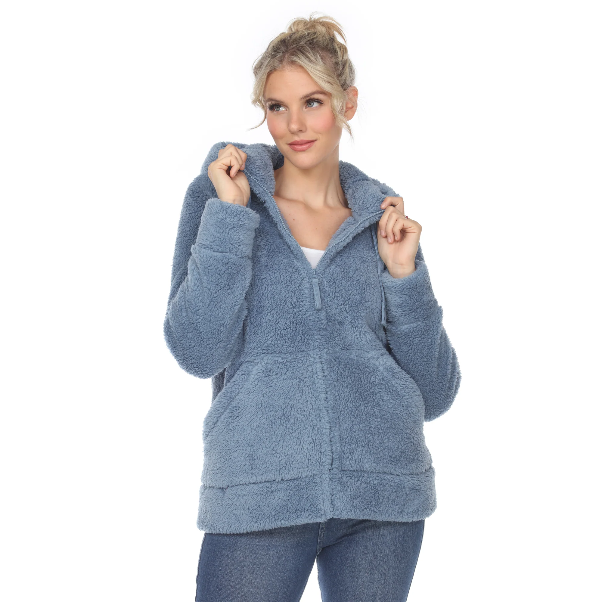 White Mark Women's Hooded Sherpa Jacket - Image 4