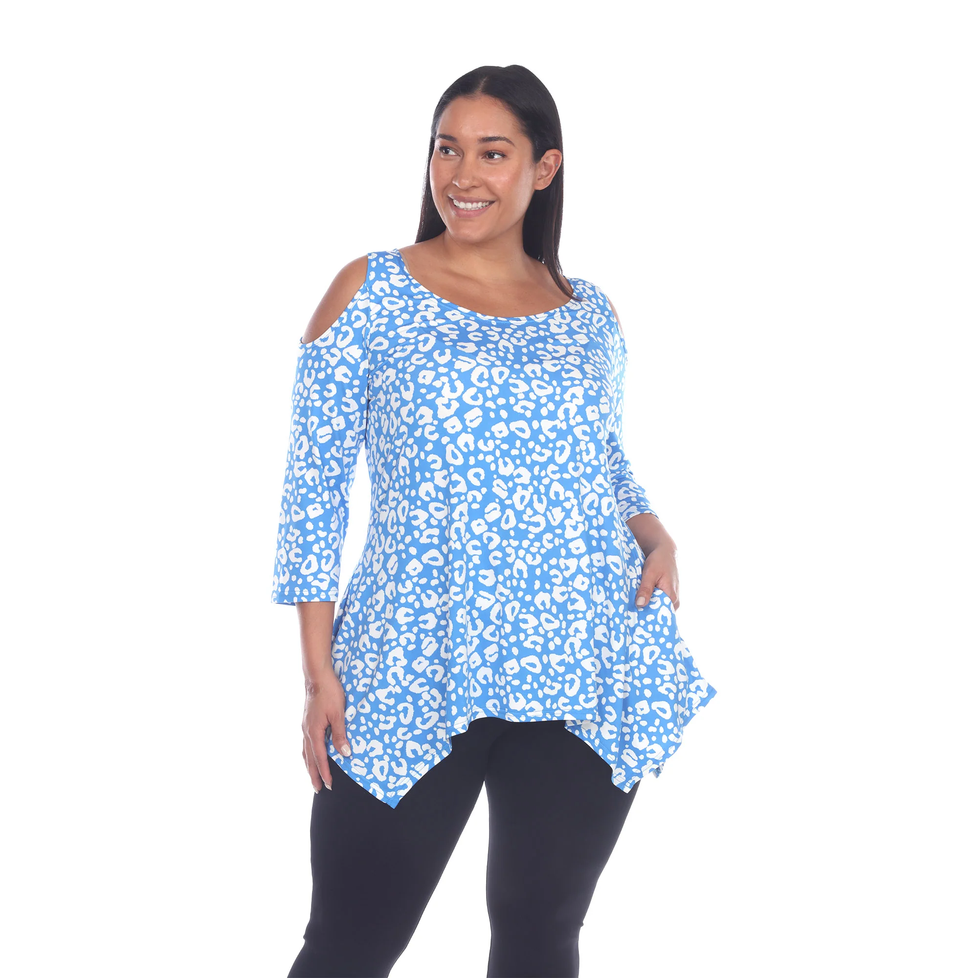 White Mark Women's Leopard Print Cold Shoulder Tunic Top - Image 8