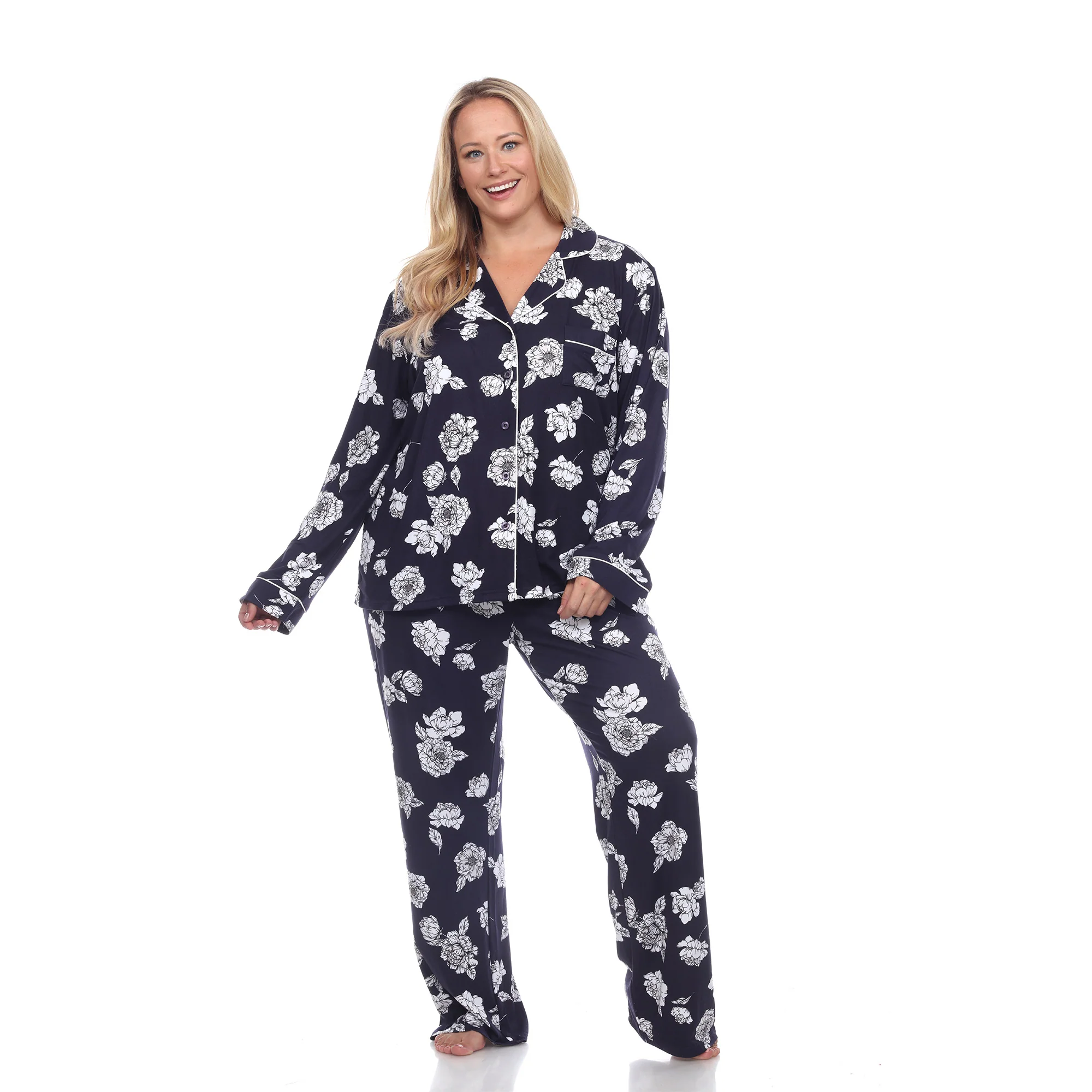 White Mark Women's Long-Sleeve Floral Pajama Set - Image 6