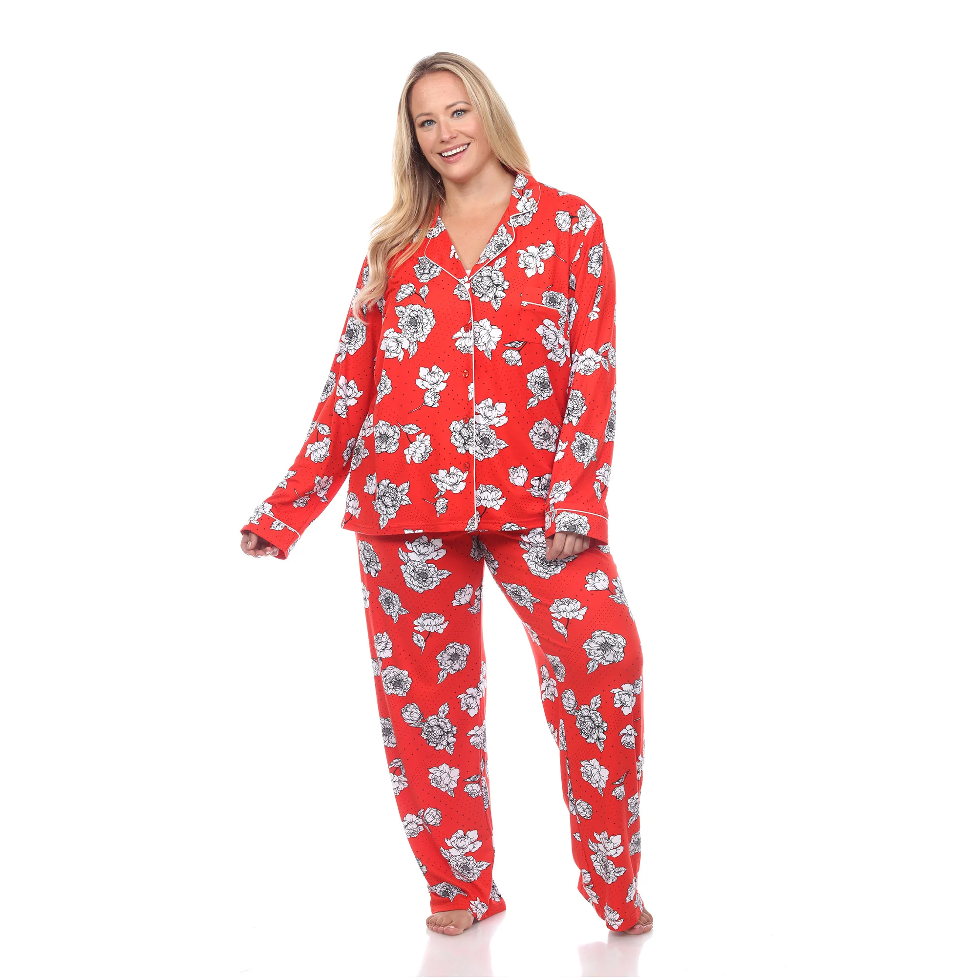 White Mark Women's Long-Sleeve Floral Pajama Set - Image 7