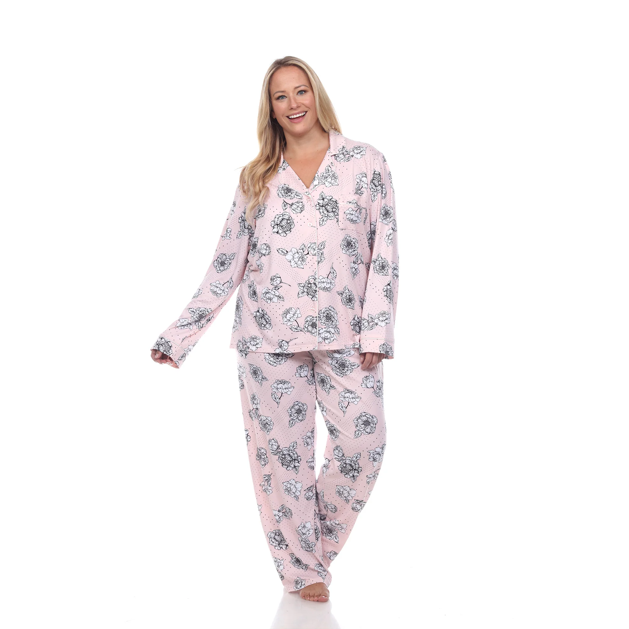 White Mark Women's Long-Sleeve Floral Pajama Set - Image 8
