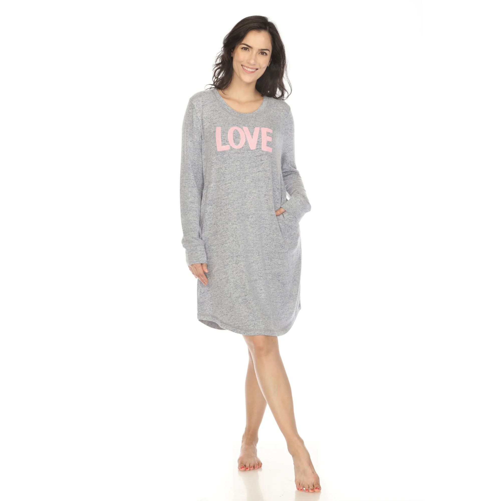 White Mark Women's "Love" Long Sleeve Sleep Shirt - Image 3