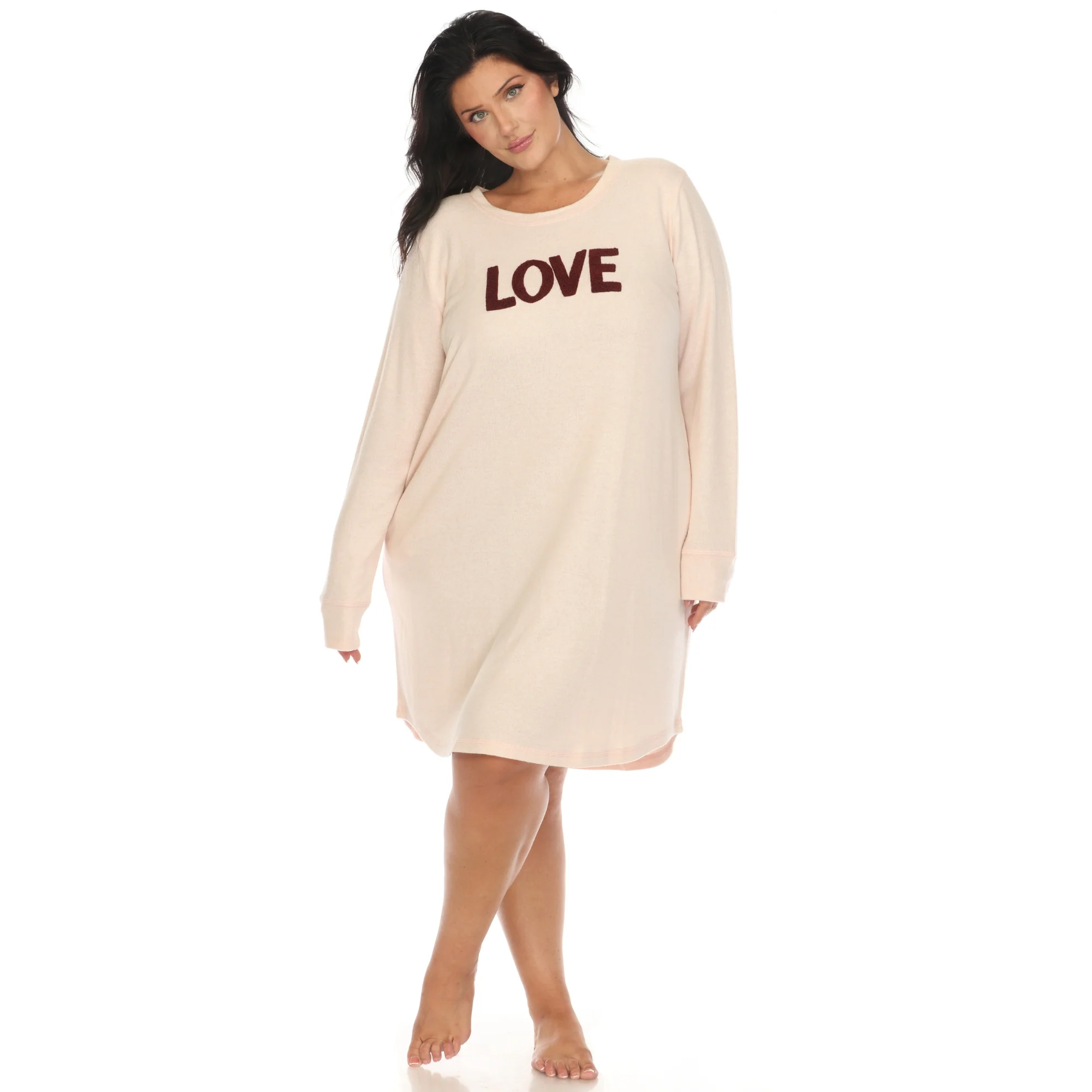 White Mark Women's "Love" Long Sleeve Sleep Shirt - Image 4