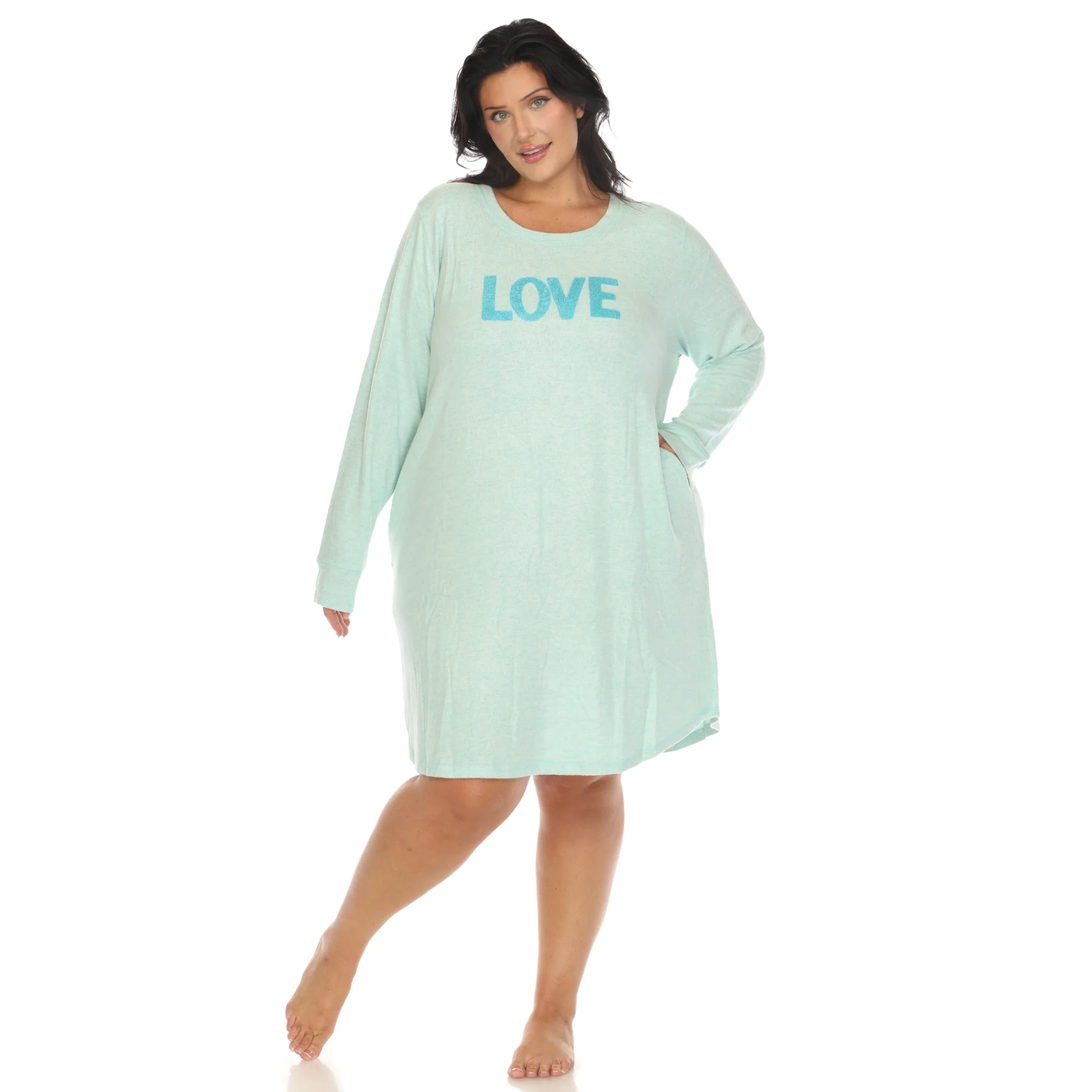 White Mark Women's "Love" Long Sleeve Sleep Shirt - Image 5