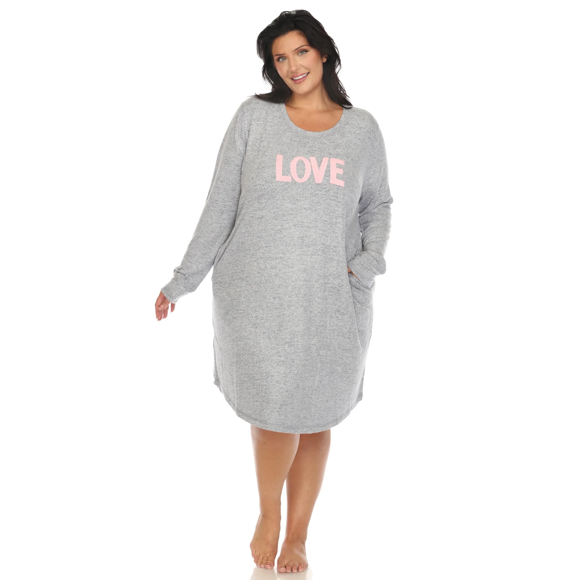 White Mark Women's "Love" Long Sleeve Sleep Shirt - Image 6