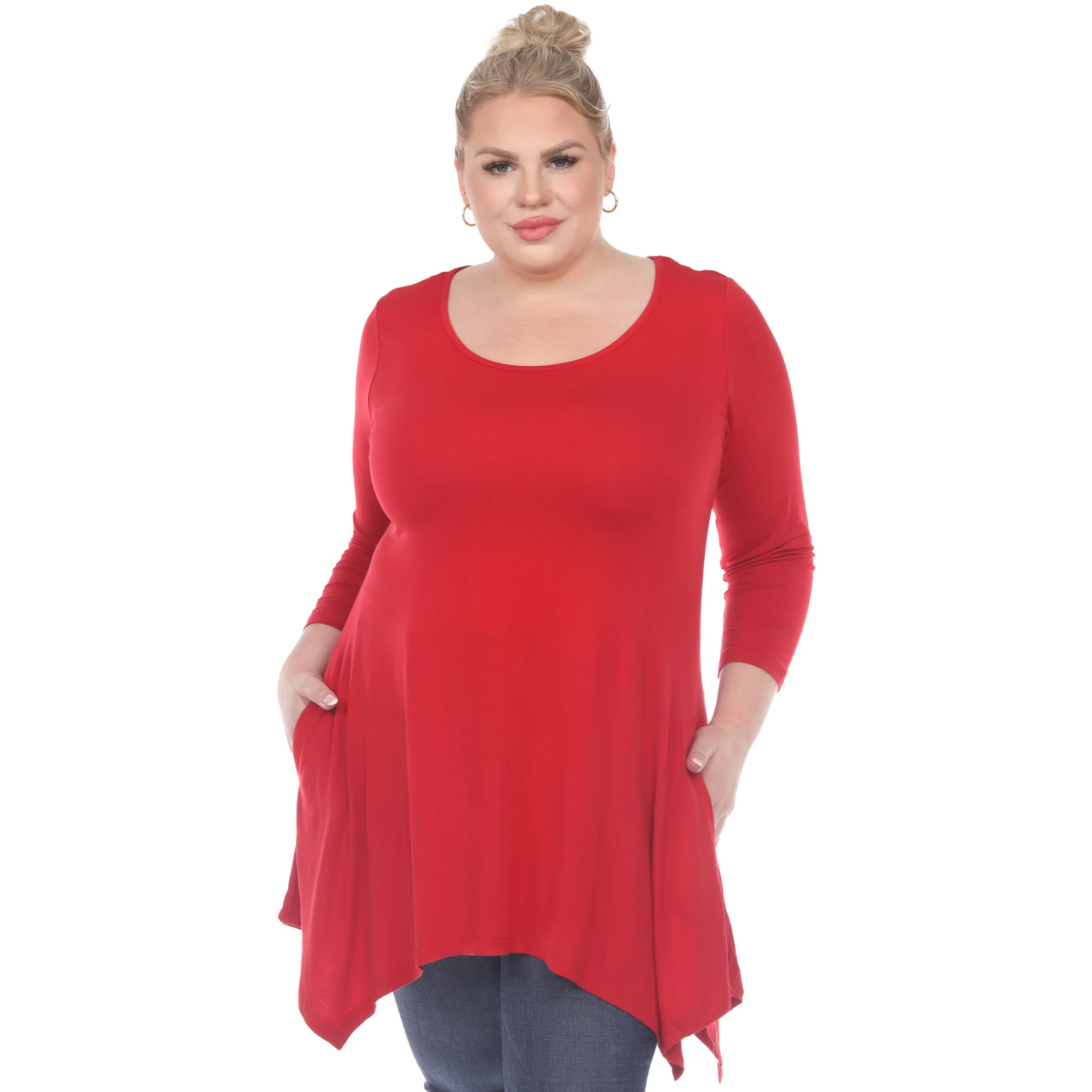 White Mark Women's Makayla Long Sleeve Four Point Hem Solid Tunic Top - Image 13