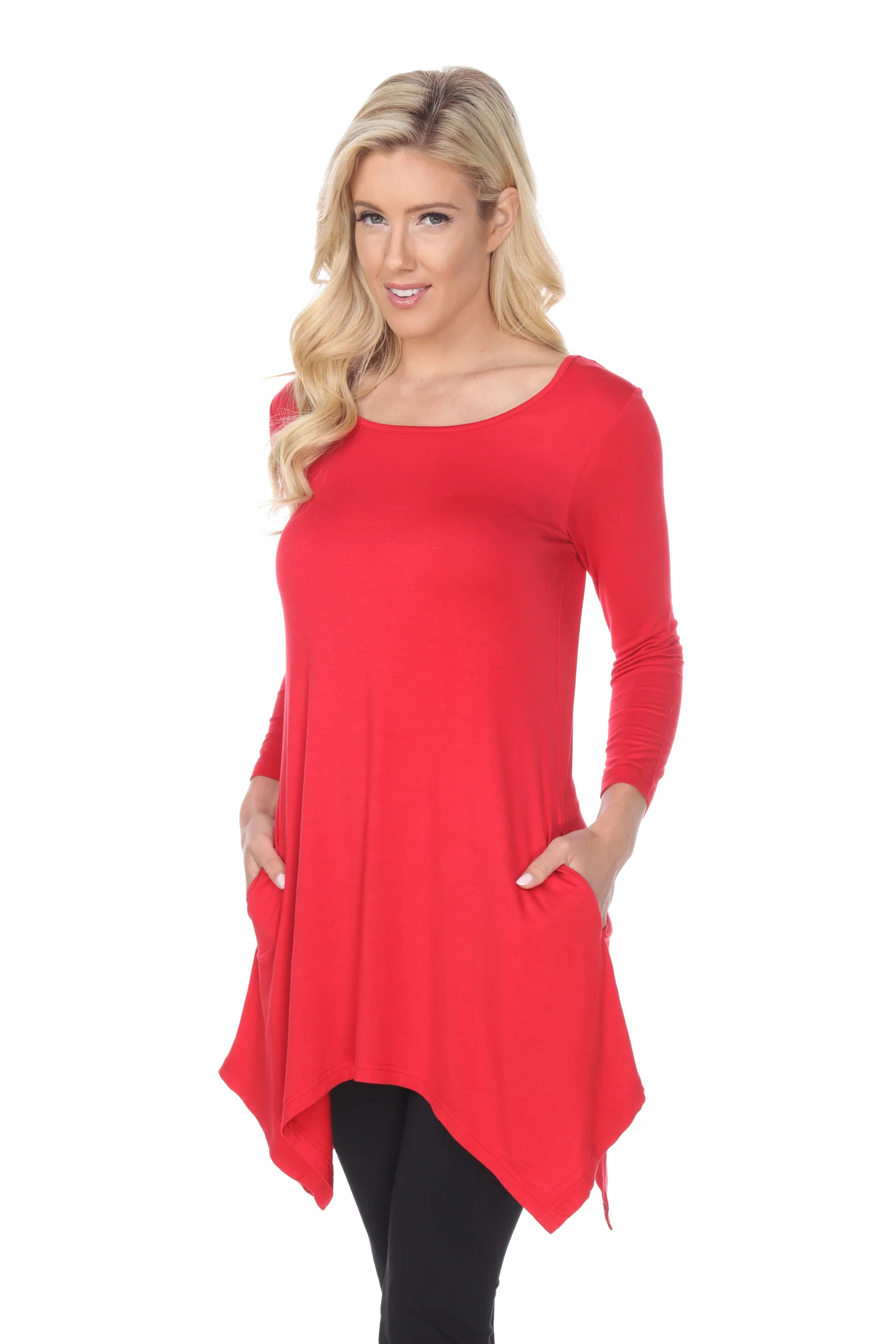 White Mark Women's Makayla Long Sleeve Four Point Hem Solid Tunic Top - Image 5