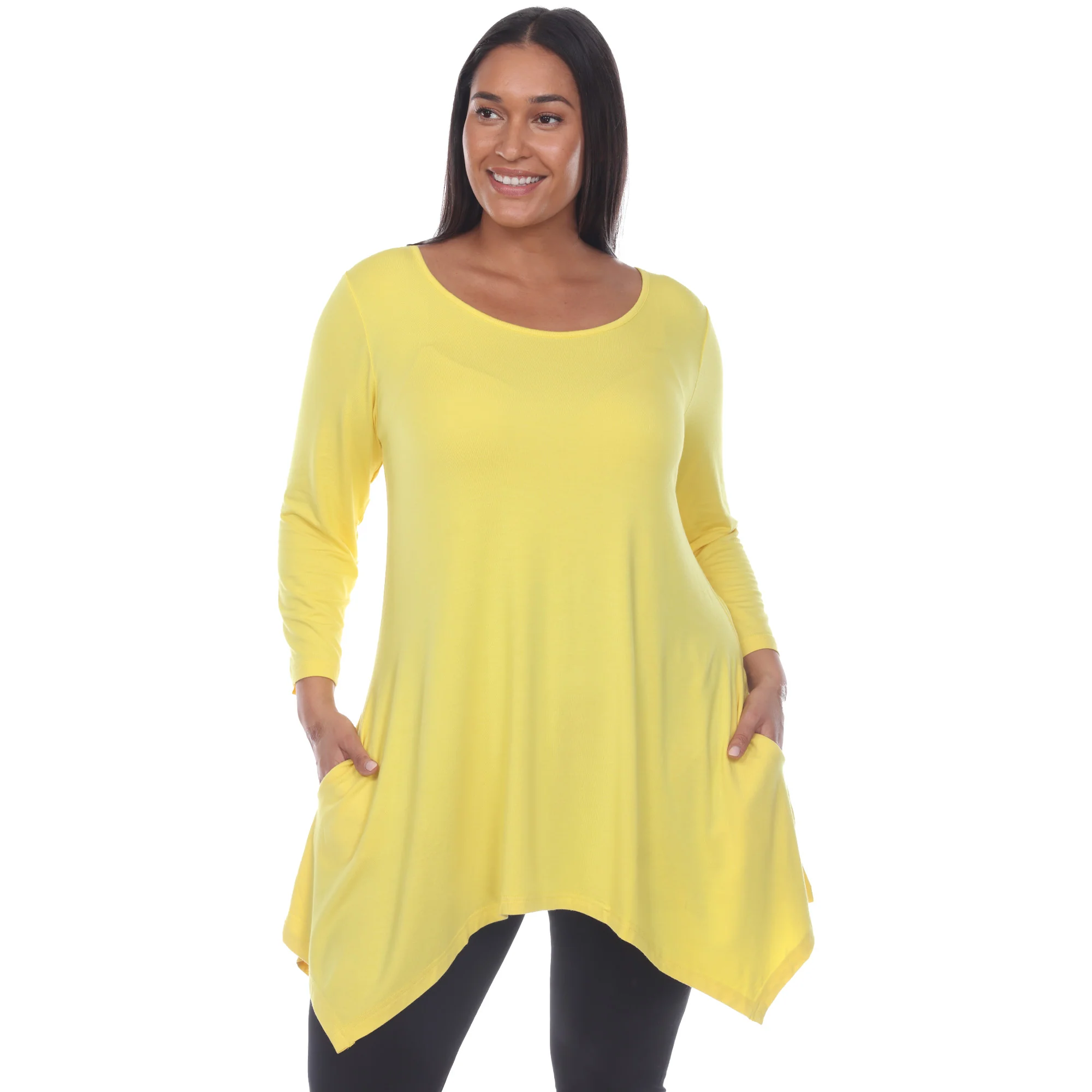 White Mark Women's Makayla Scoop Neck Four Point Hem Solid Tunic Top - Image 6