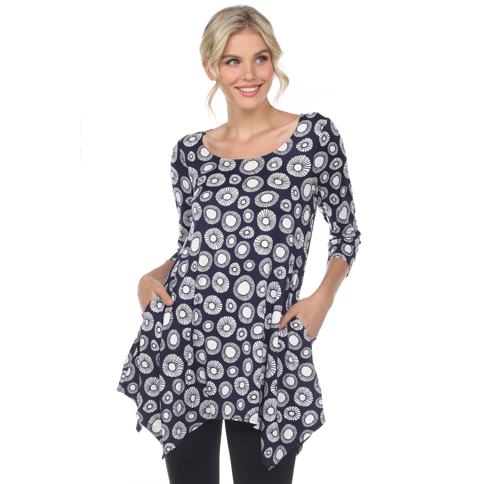 White Mark Women's Printed Geometric Circle Tunic Top - Image 2