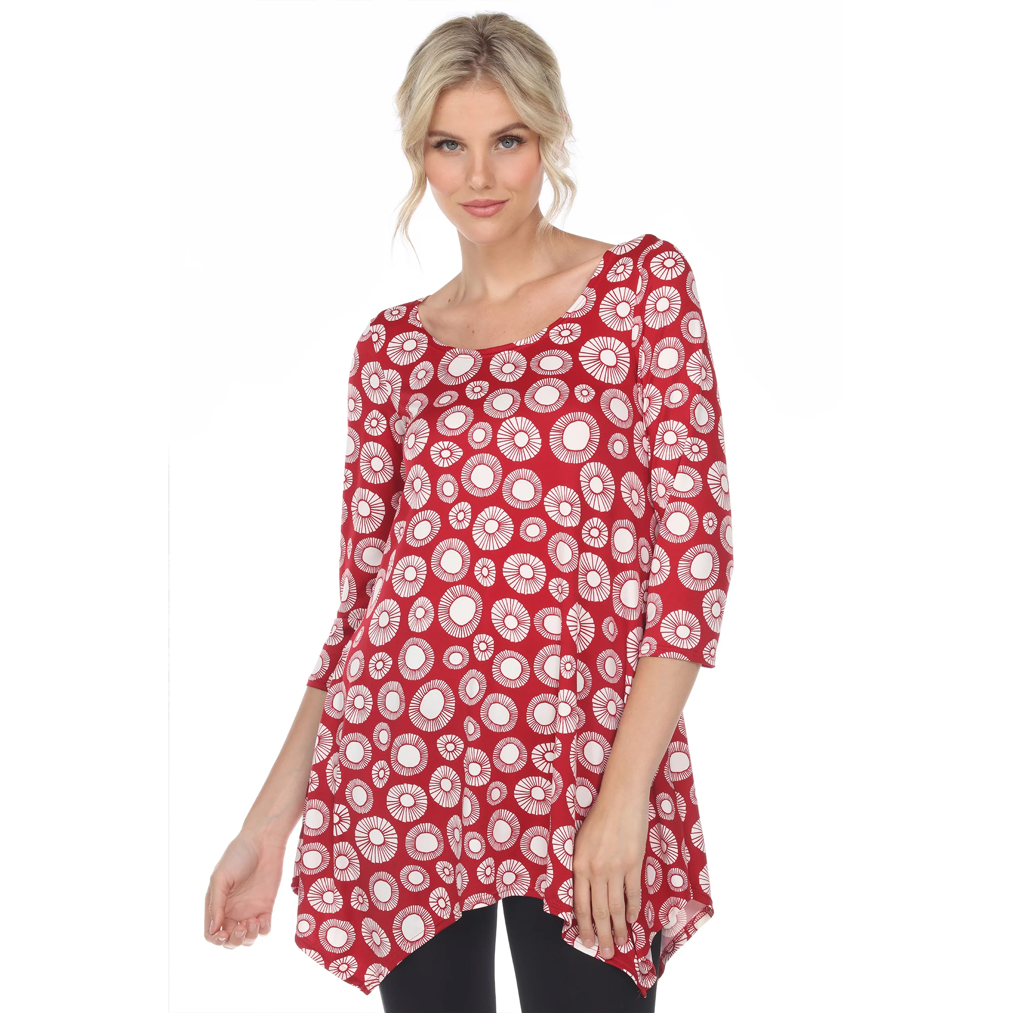 White Mark Women's Printed Geometric Circle Tunic Top - Image 4