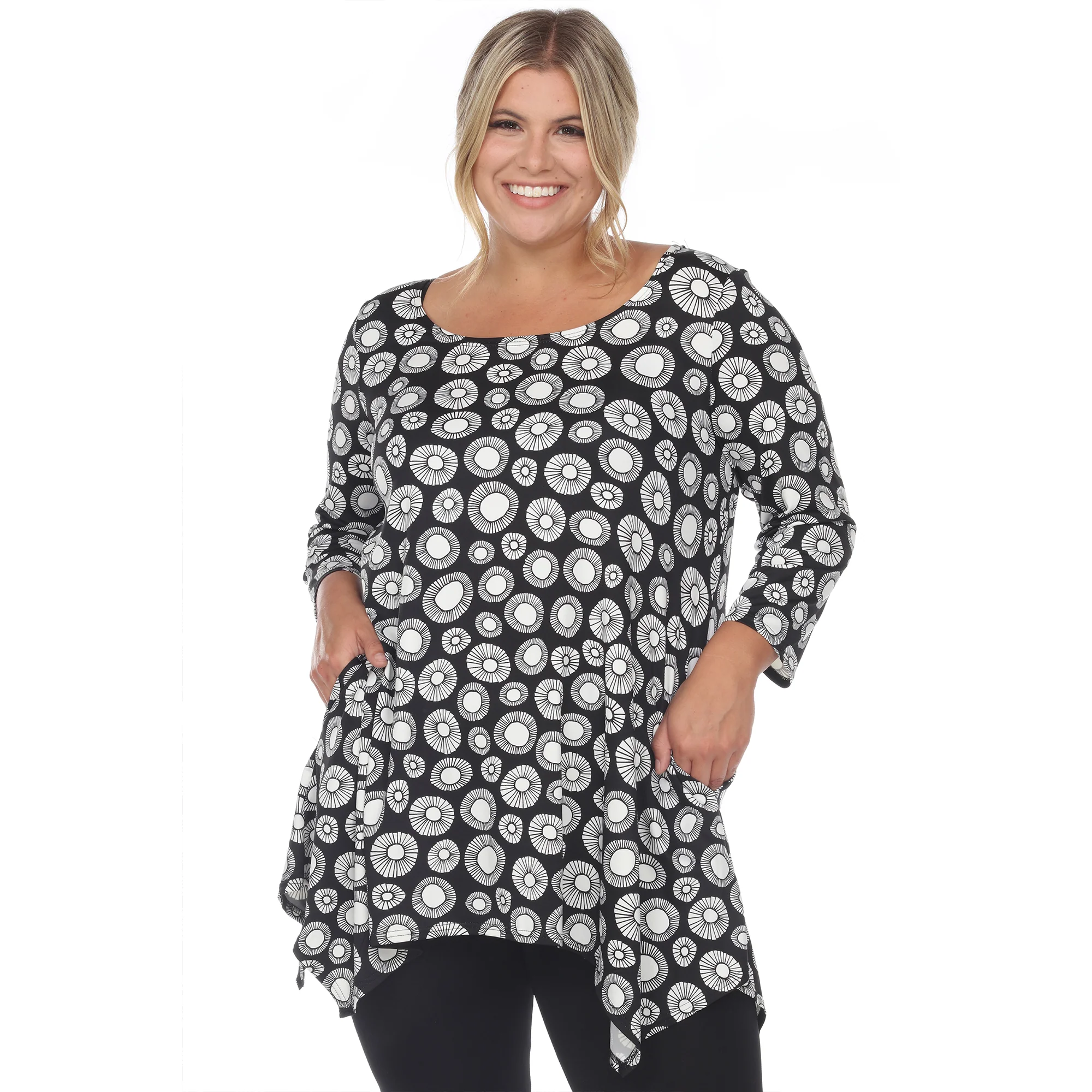 White Mark Women's Printed Geometric Circle Tunic Top - Image 5