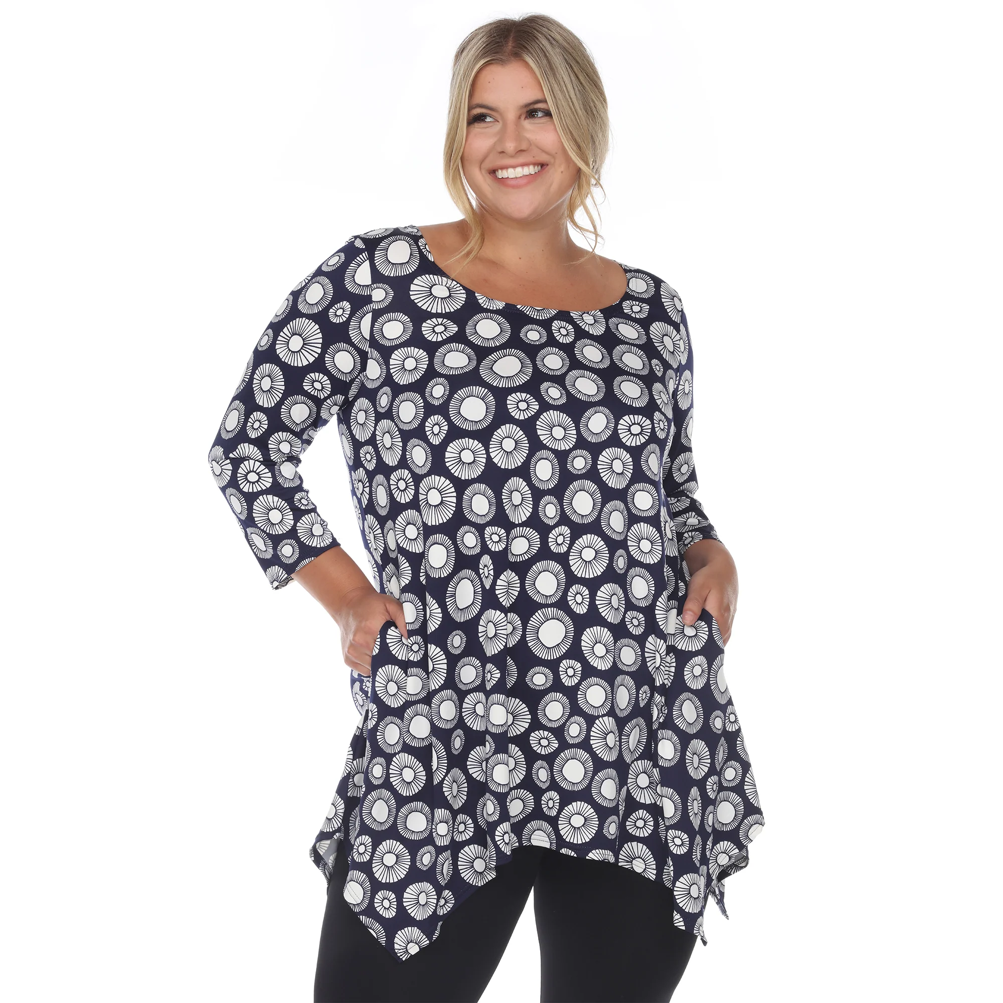 White Mark Women's Printed Geometric Circle Tunic Top - Image 6
