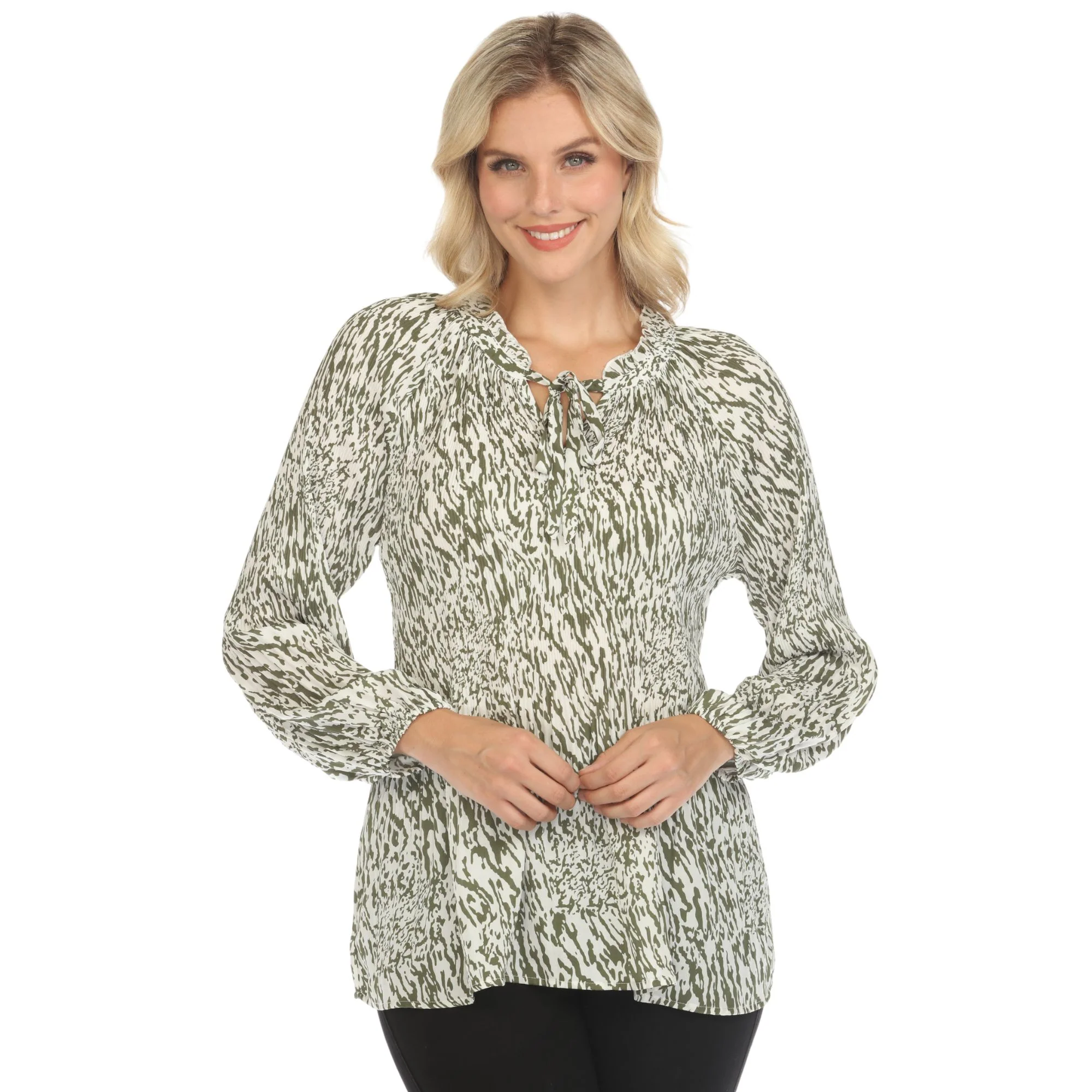 White Mark Women's Printed Peasant Blouse - Image 3