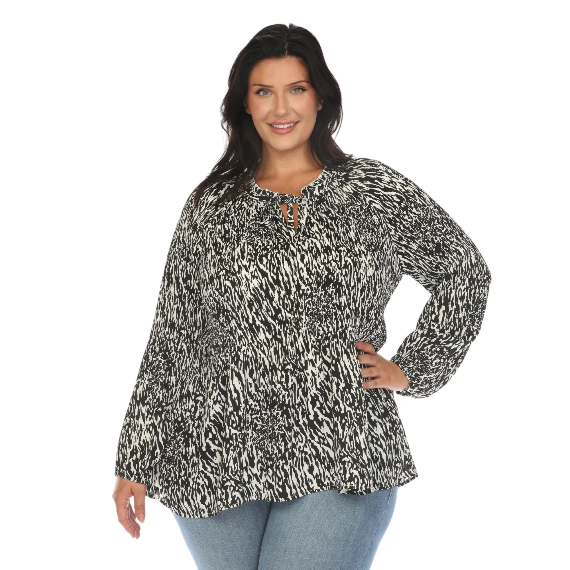 White Mark Women's Printed Peasant Blouse - Image 4