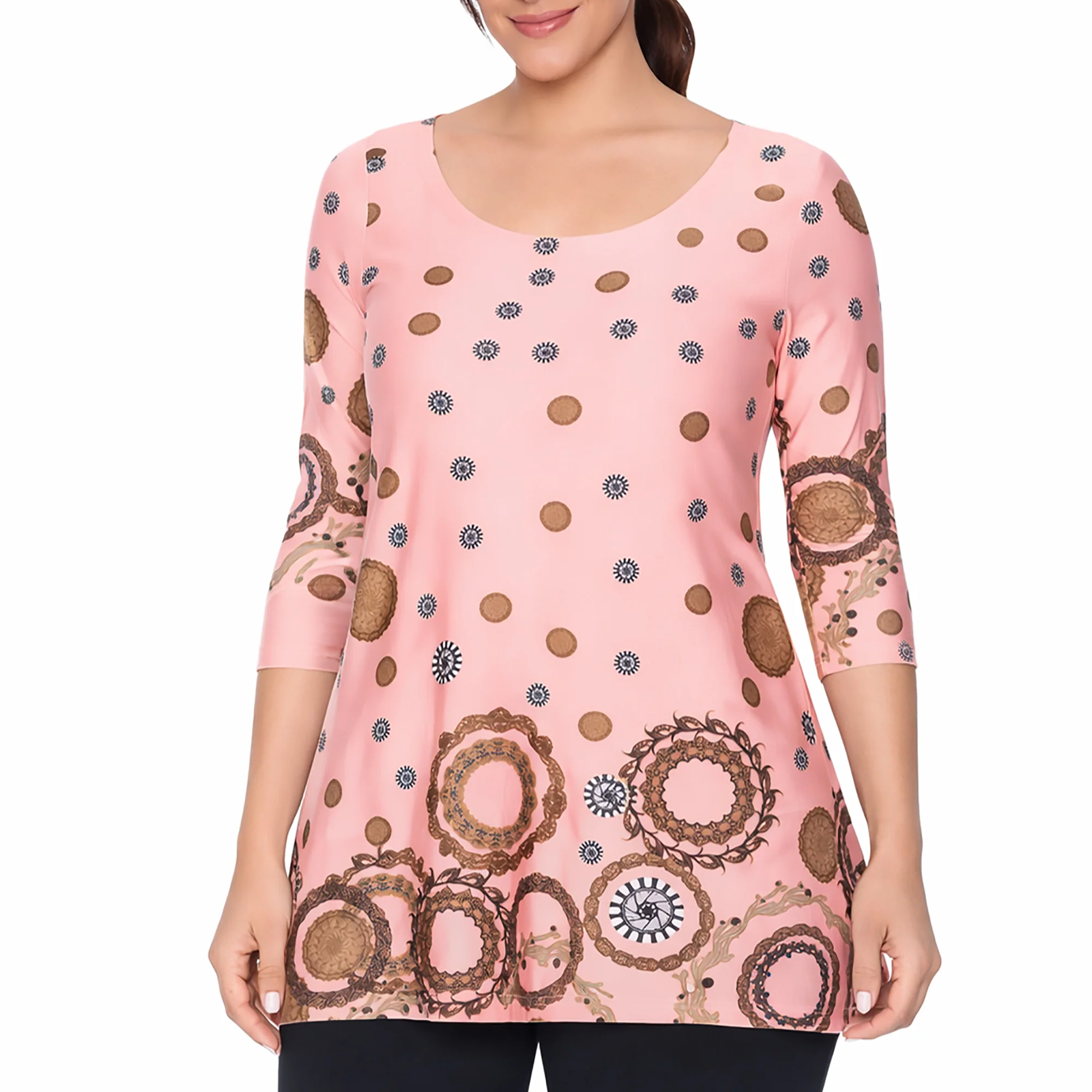 White Mark Women's Printed Sleeve Flowy Tunic Top - Image 3